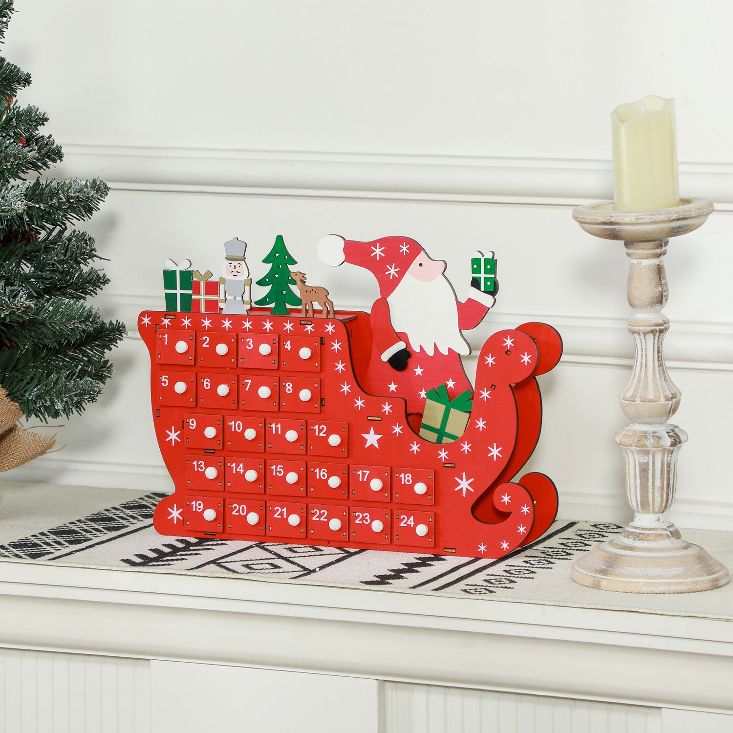 Adventskalender DIY Kit – 24 lådor, MDF, Röd