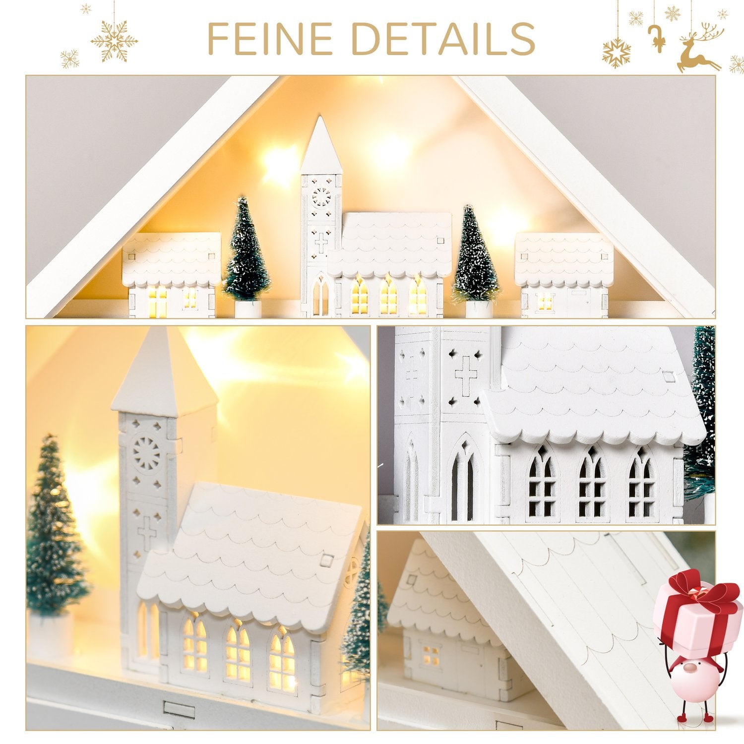 Adventskalender Med LED, 24 fyllbara fack, Vit