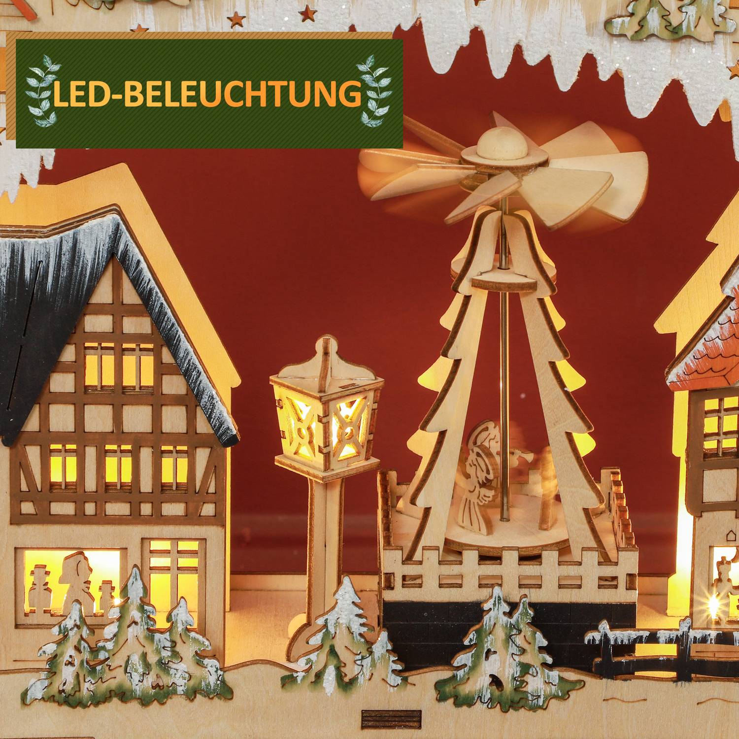 Adventskalender med LED-ljus, Trä DIY 45x9x42,5 cm
