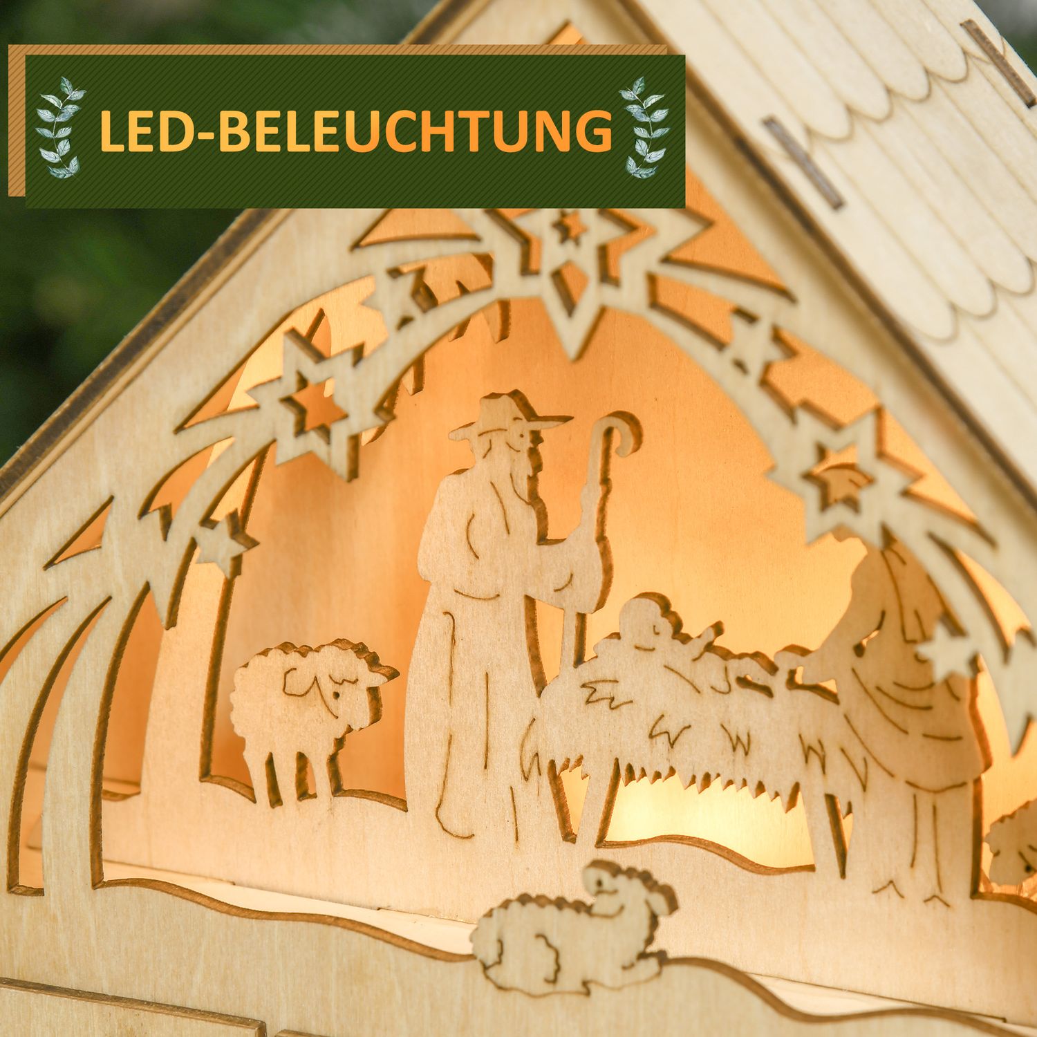 Adventskalender med 24 LED-belysta trälådor