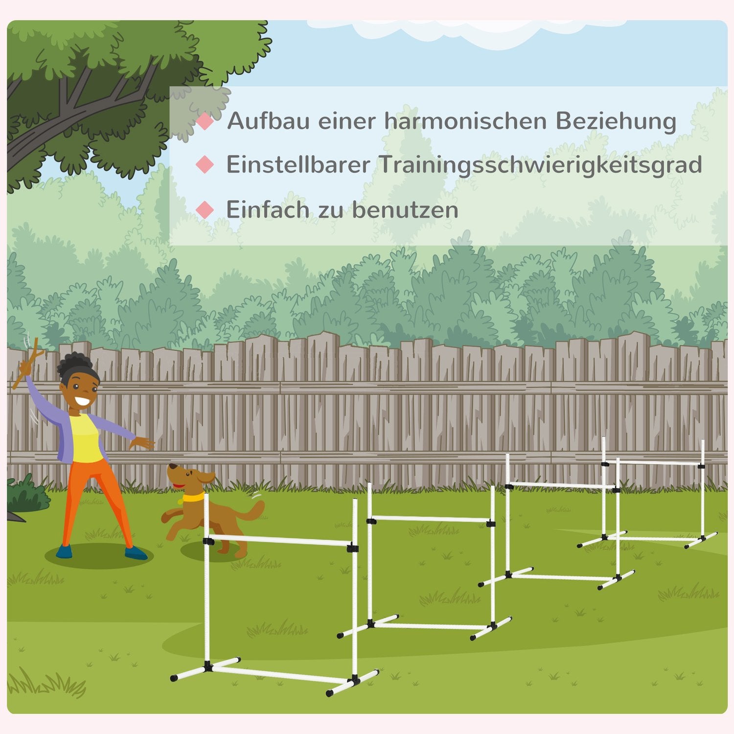 Hund Agility Training Set – 4 slalomhäck, vit