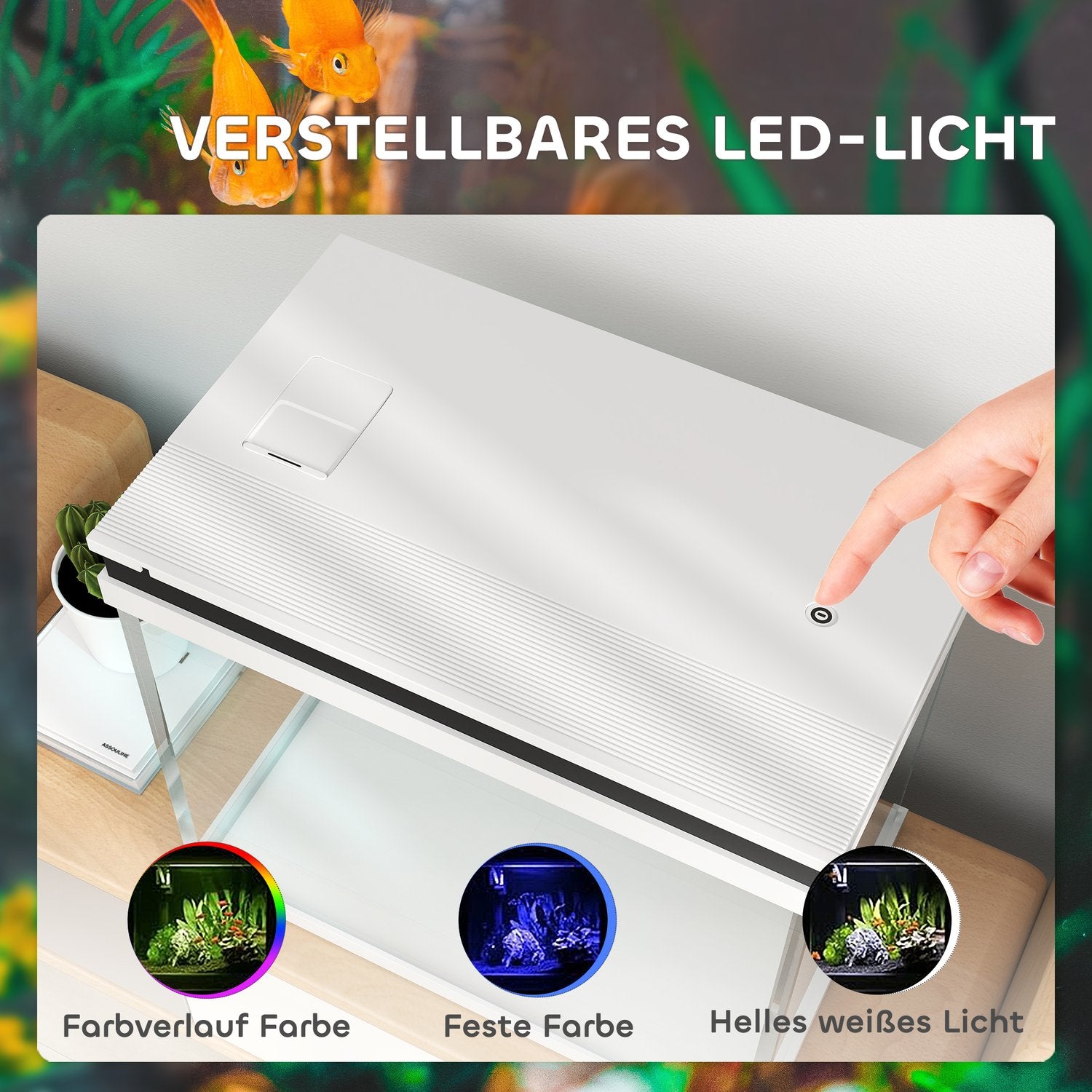 Akvarium, 41L glas med filter, LED & pump - Vit