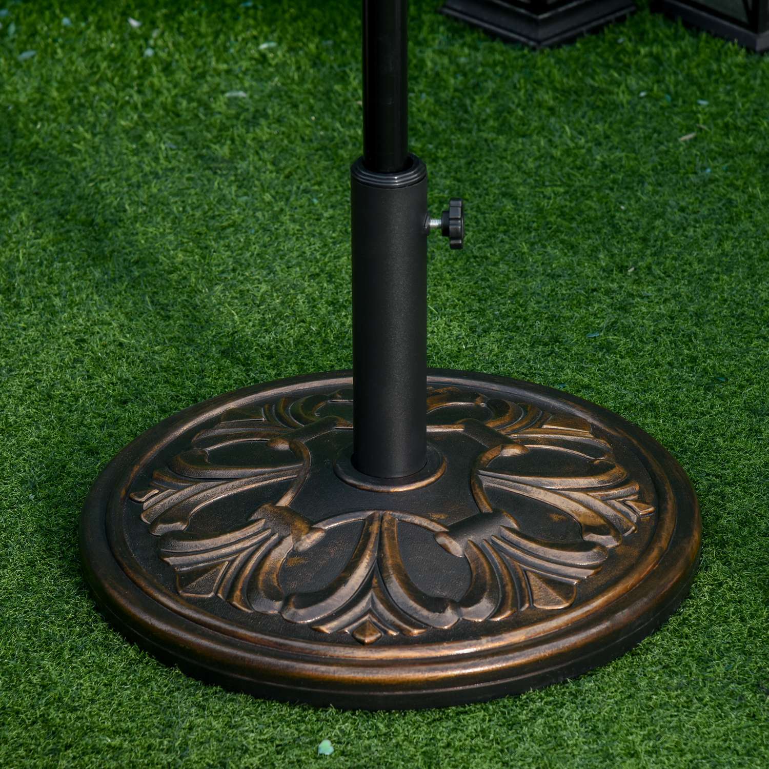 Antik bronsparaplybas, 13 kg, passar Ø35-48mm stolpar