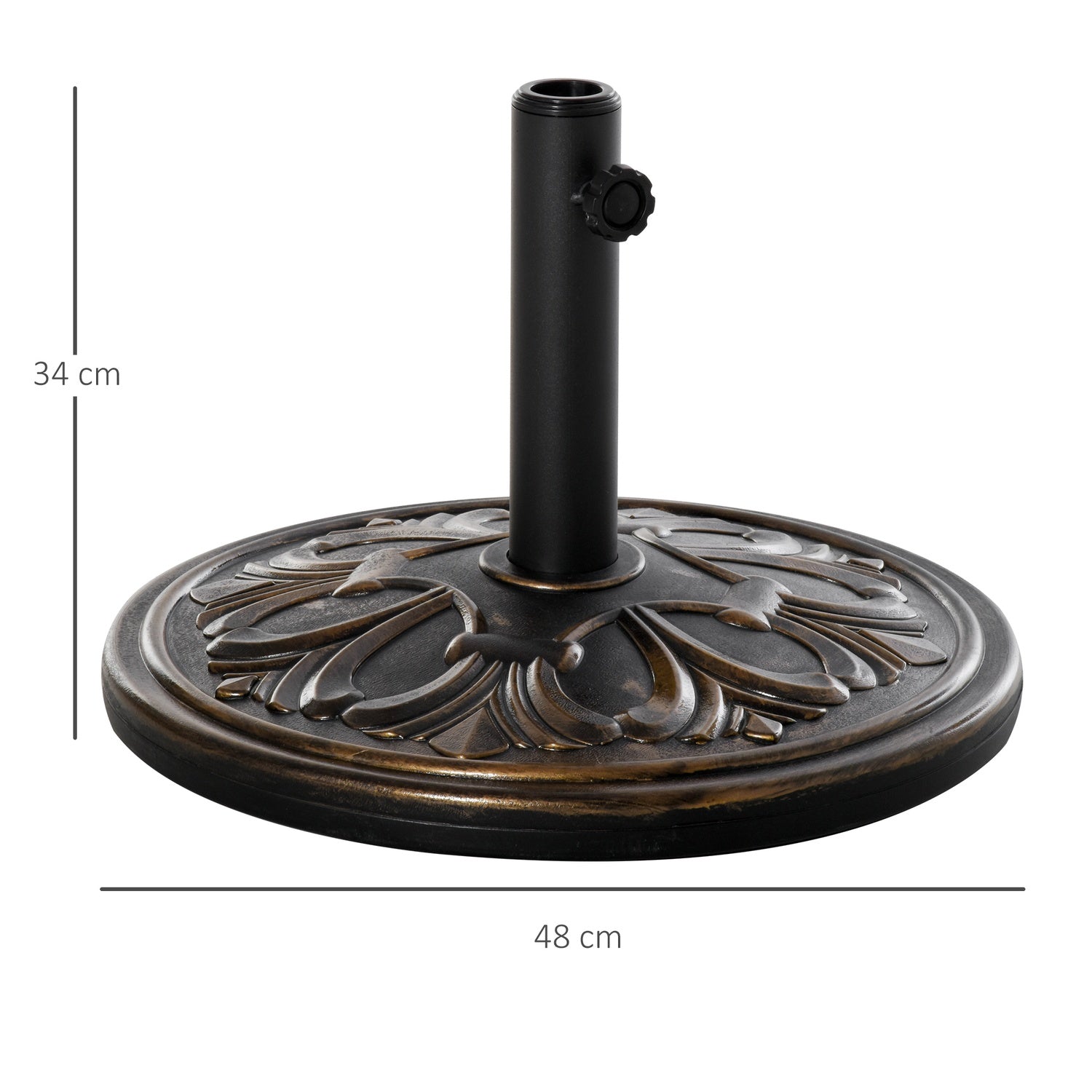 Antik bronsparaplybas, 13 kg, passar Ø35-48mm stolpar