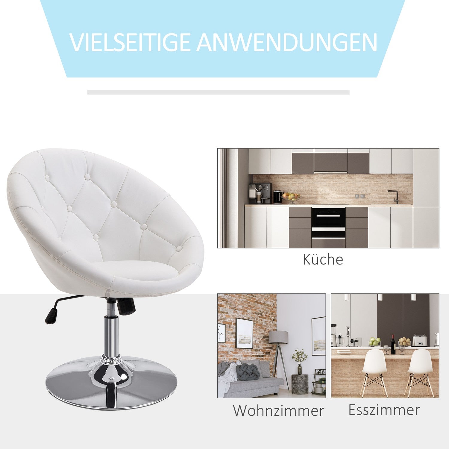 Justerbar svängbar arbetspall, kromstål, 56-90 Cm