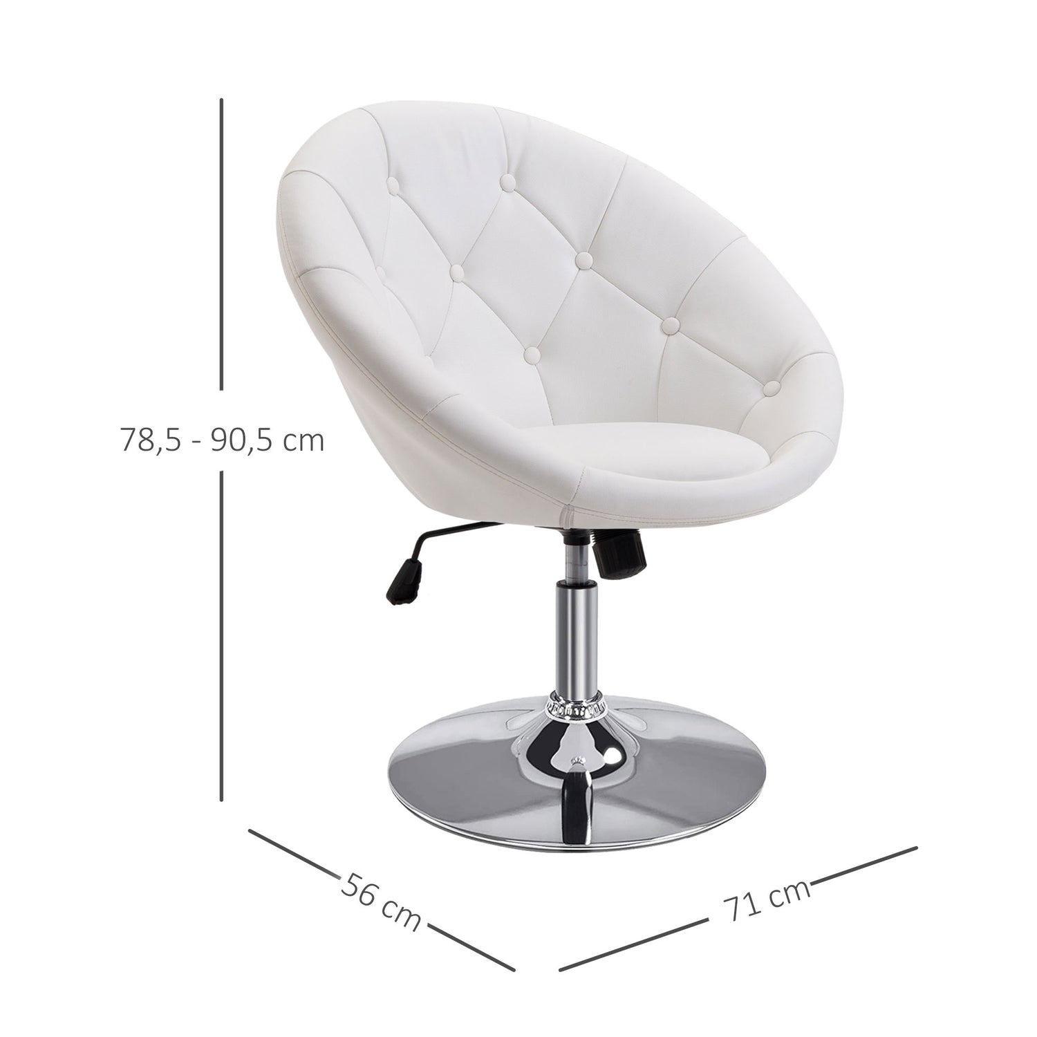 Justerbar svängbar arbetspall, kromstål, 56-90 Cm