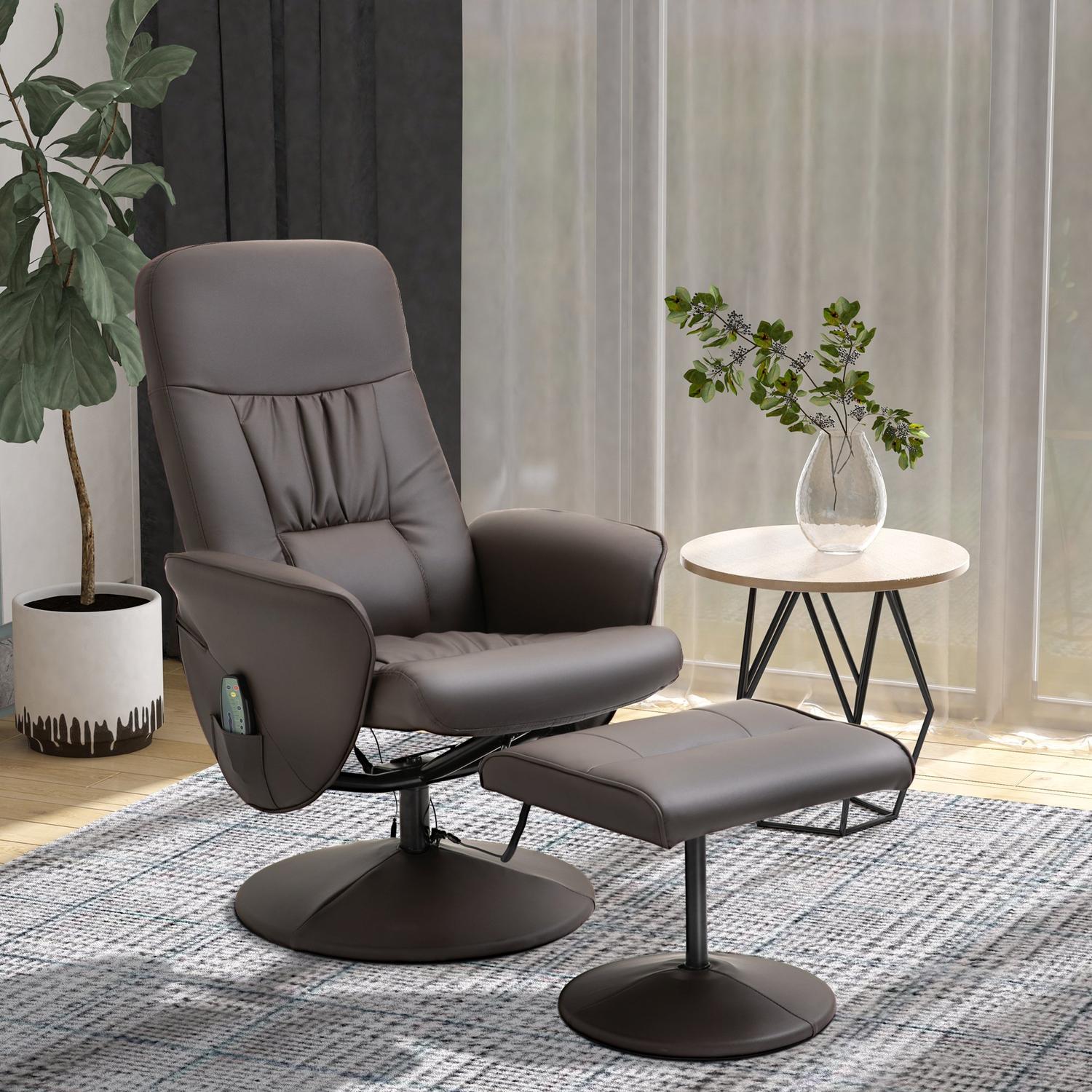 Liggstol med fotpall, konstläder, massage功能