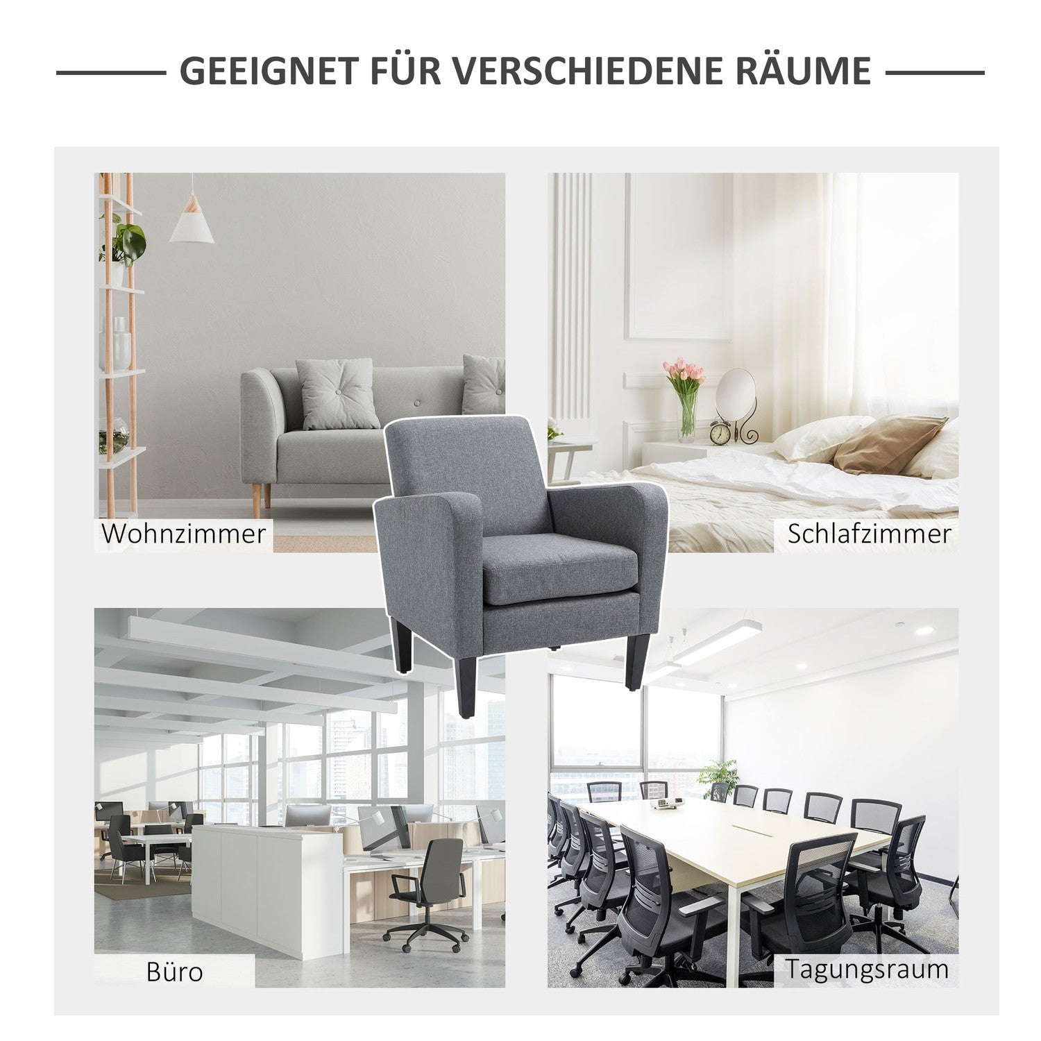 Avslappningsstol, linneklädsel, träben, ljusgrå