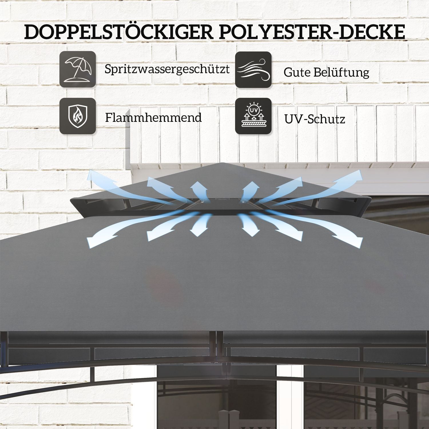 BBQ Pavilion, vattentät och flamskyddad, 243x148x248 cm