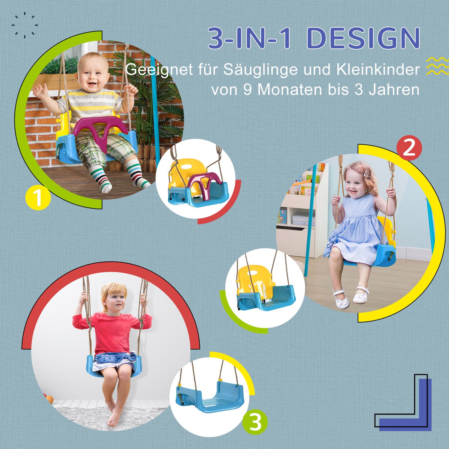 Babygungstol med justerbart rep för barn, 9 månader+