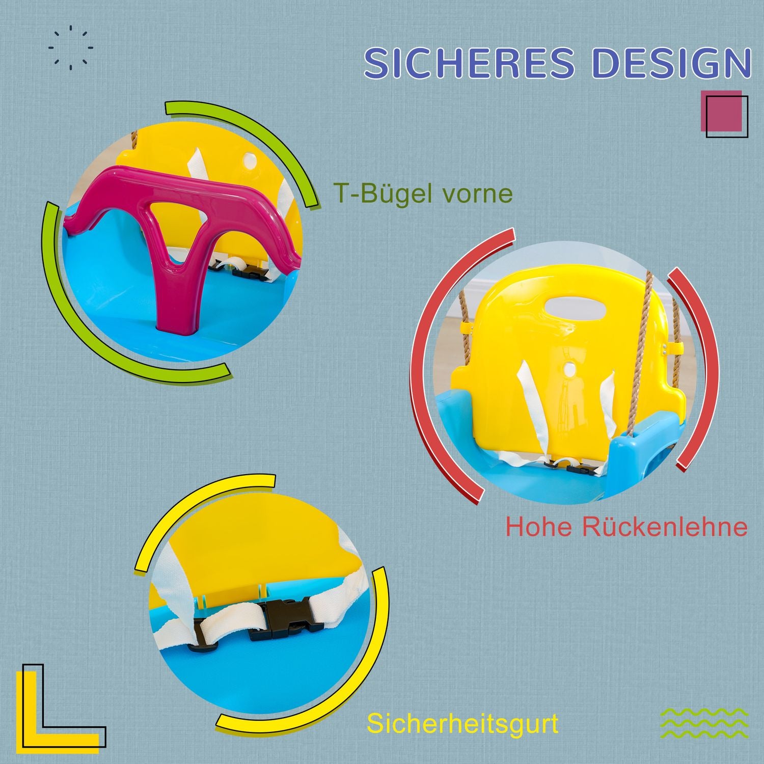 Babygungstol med justerbart rep för barn, 9 månader+