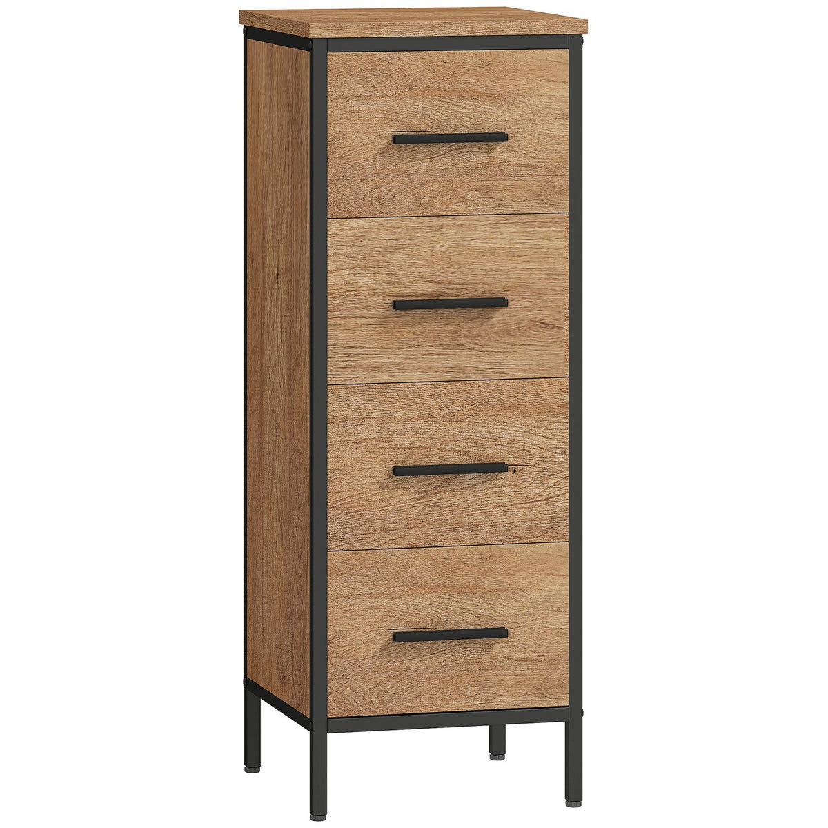 Badkamerkast, 4 laden, compact, industriële stijl