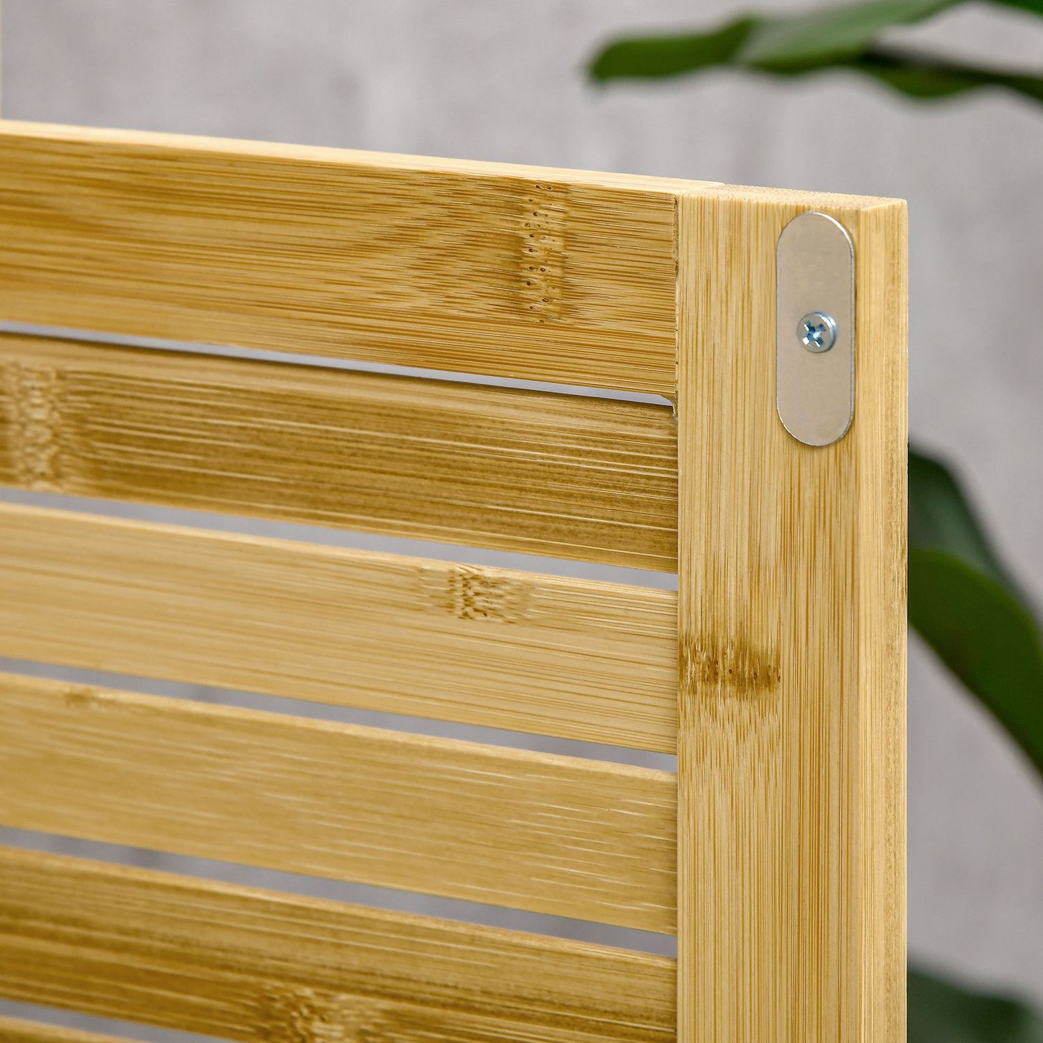 Badrumsskåp i bambu med öppen hylla, 50x25,5x92cm