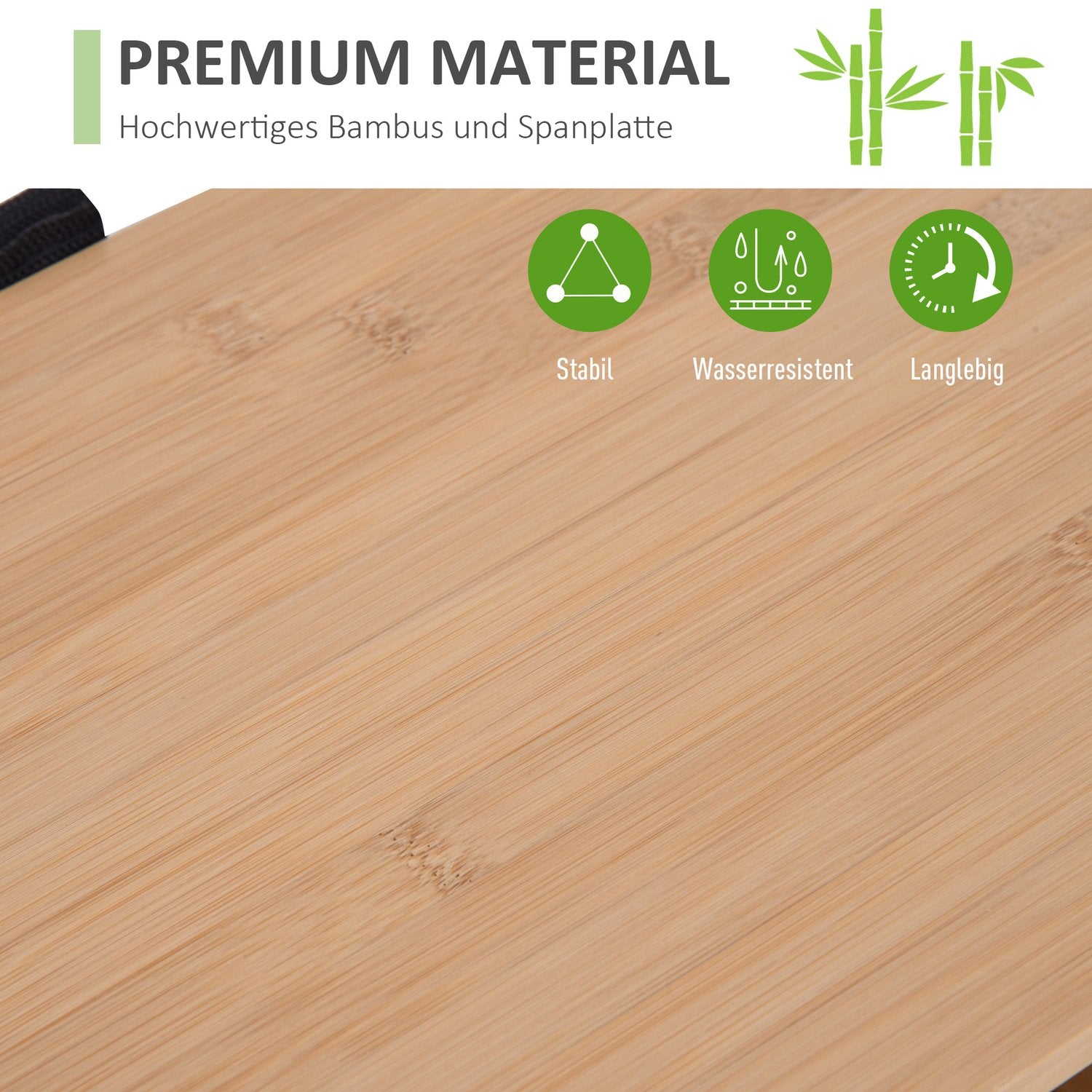 Badrumsskåp i bambu med öppen hylla, 50x25,5x92cm