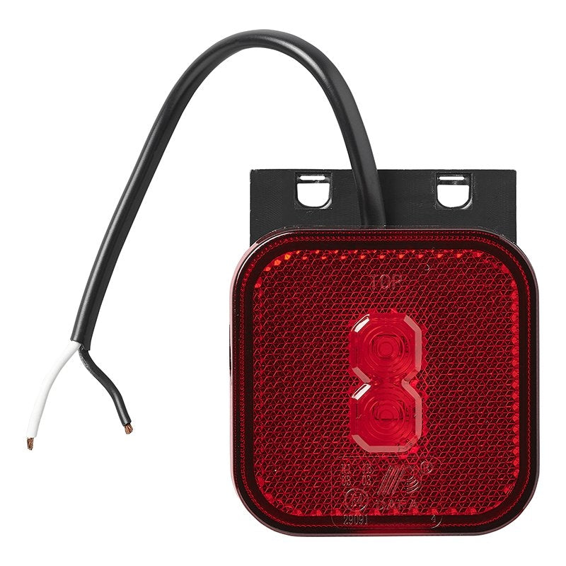 Bakre positionslykta 12/24V röd 65 x 65 mm LED med hållare
