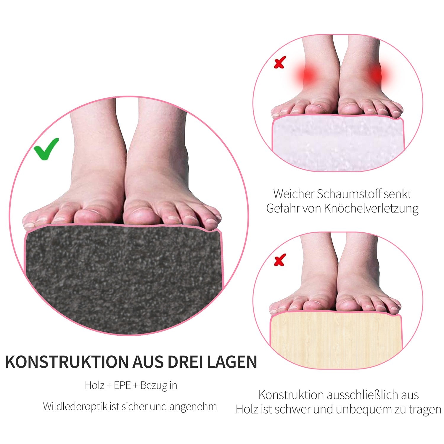 Rosa 210 cm Vikbar gymnastik Balansbalk, inomhus/utomhusbruk