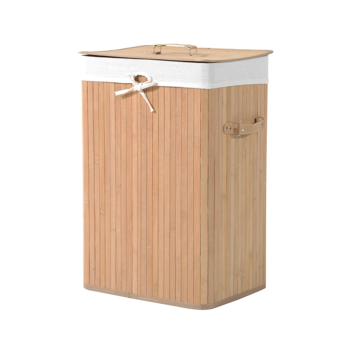 Bambu hopfällbar tvättkorg 72L – Canvaspåse med lock
