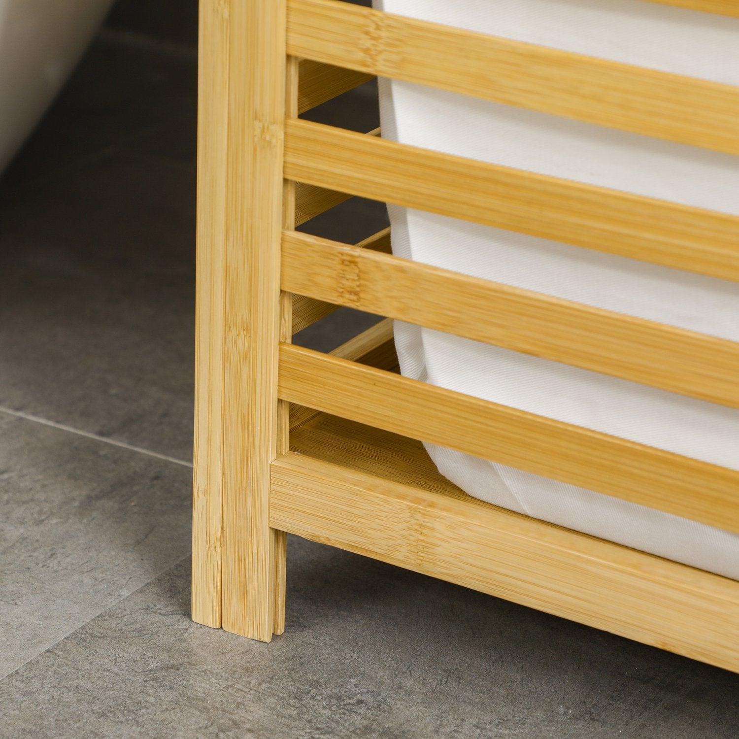 Bambu tvättkorg 55L med lock & avtagbar väska