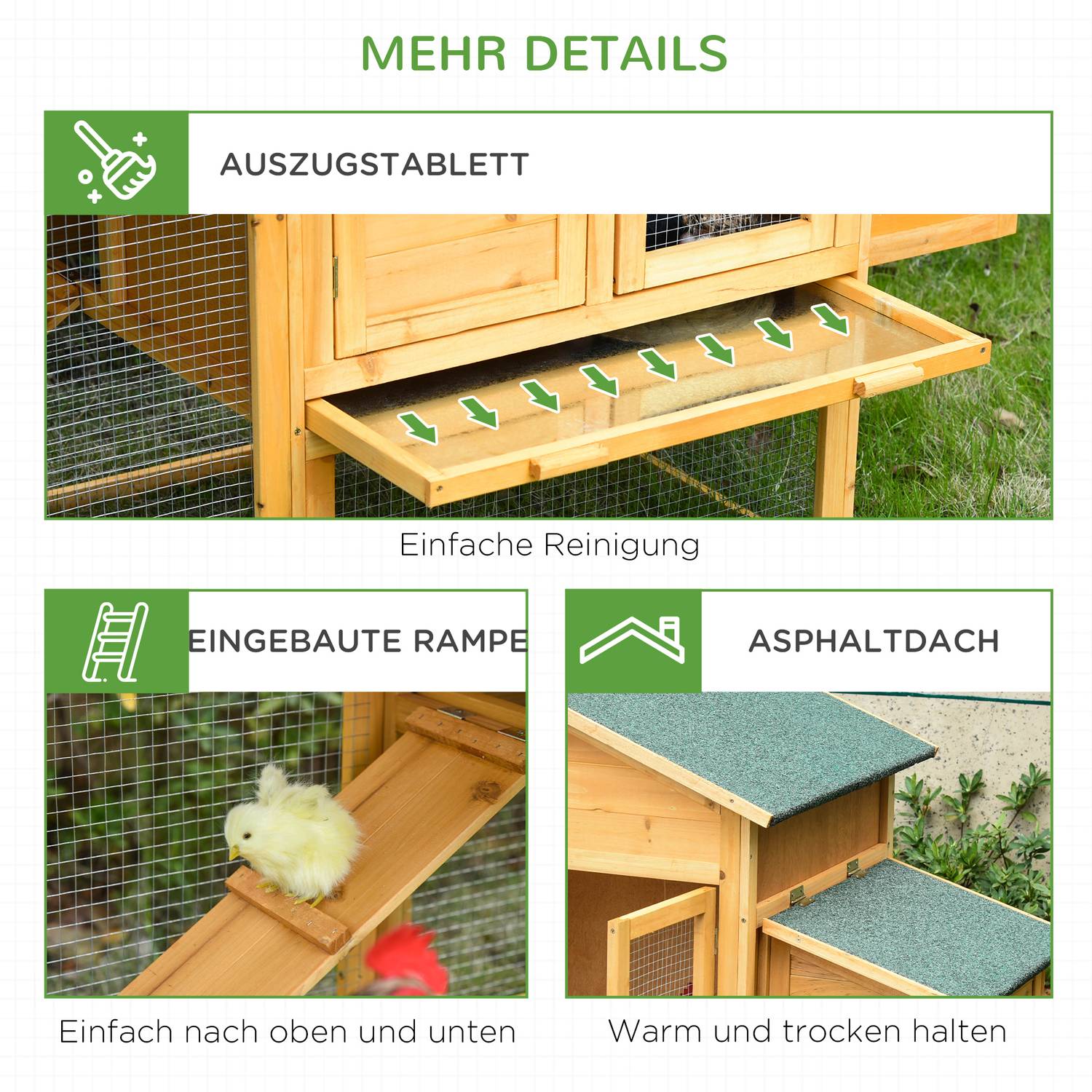 Bantam Chicken Coop, Gran Wood, Fönster & Nesting Box