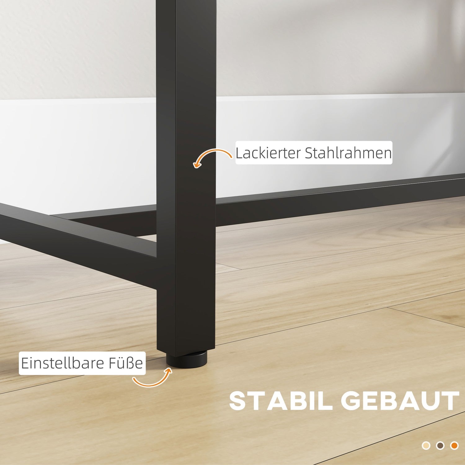 Barbord – trälook, 3 hyllor, stålstomme, 120x40x105 cm