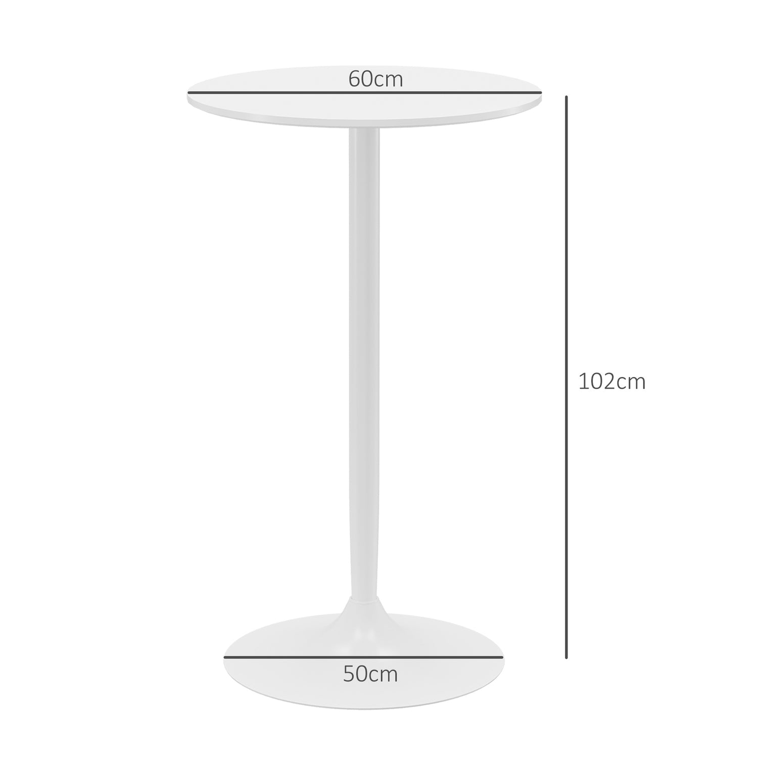 Runt matbord i vitt stål – Ø60 x 102 cm