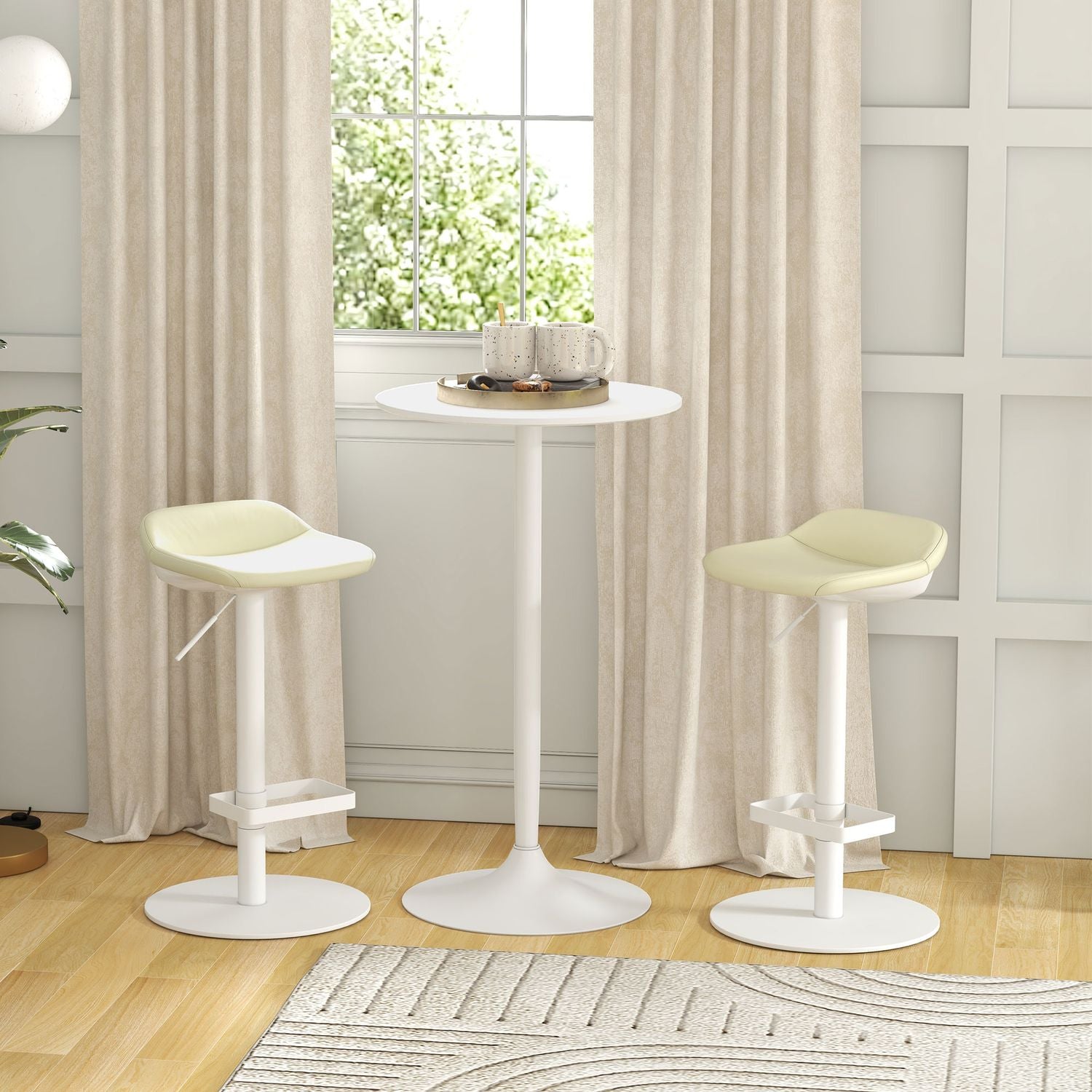 Runt matbord i vitt stål – Ø60 x 102 cm