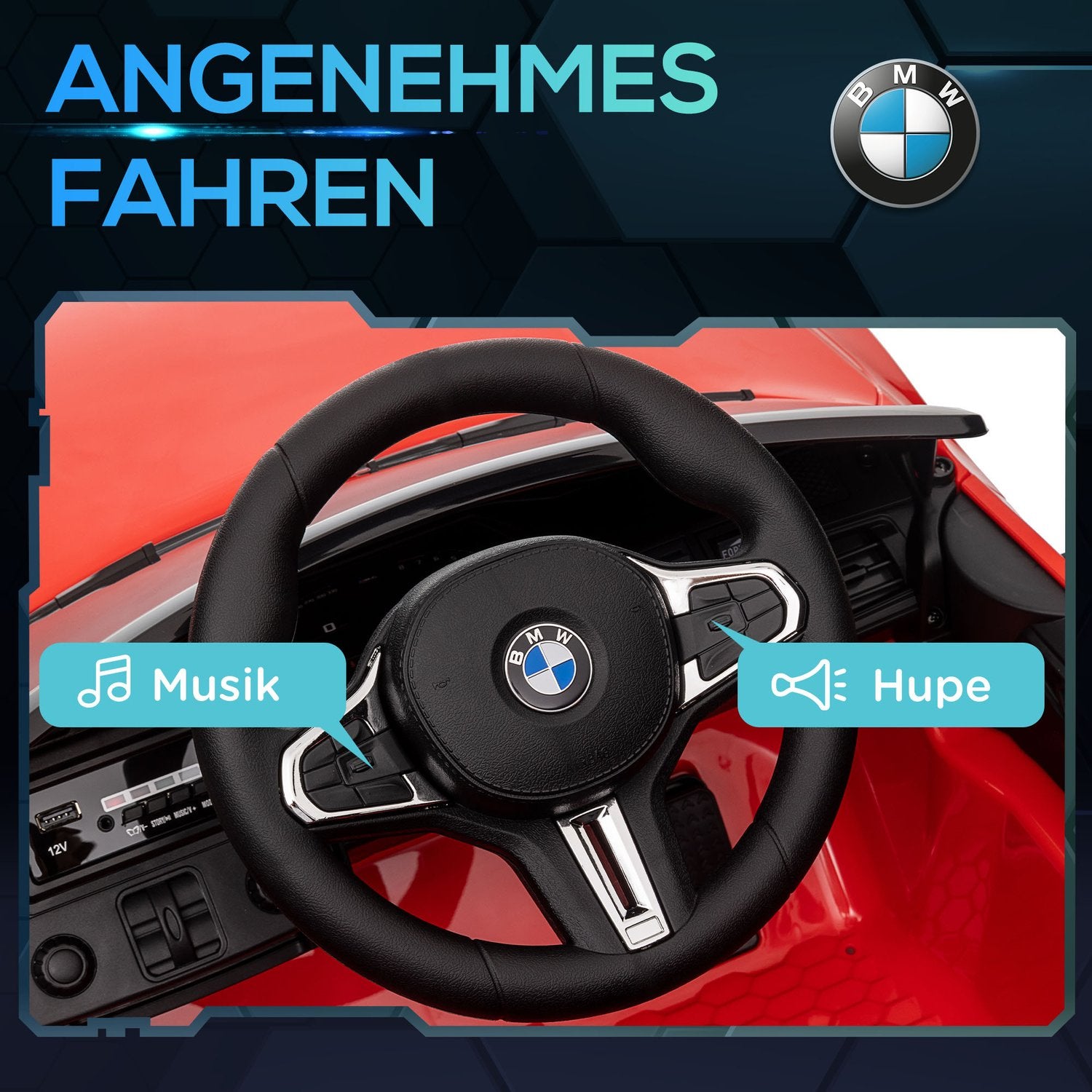 12V barnelbil med fjärrkontroll, LED-lampor, MP3, för åldrarna 3-5