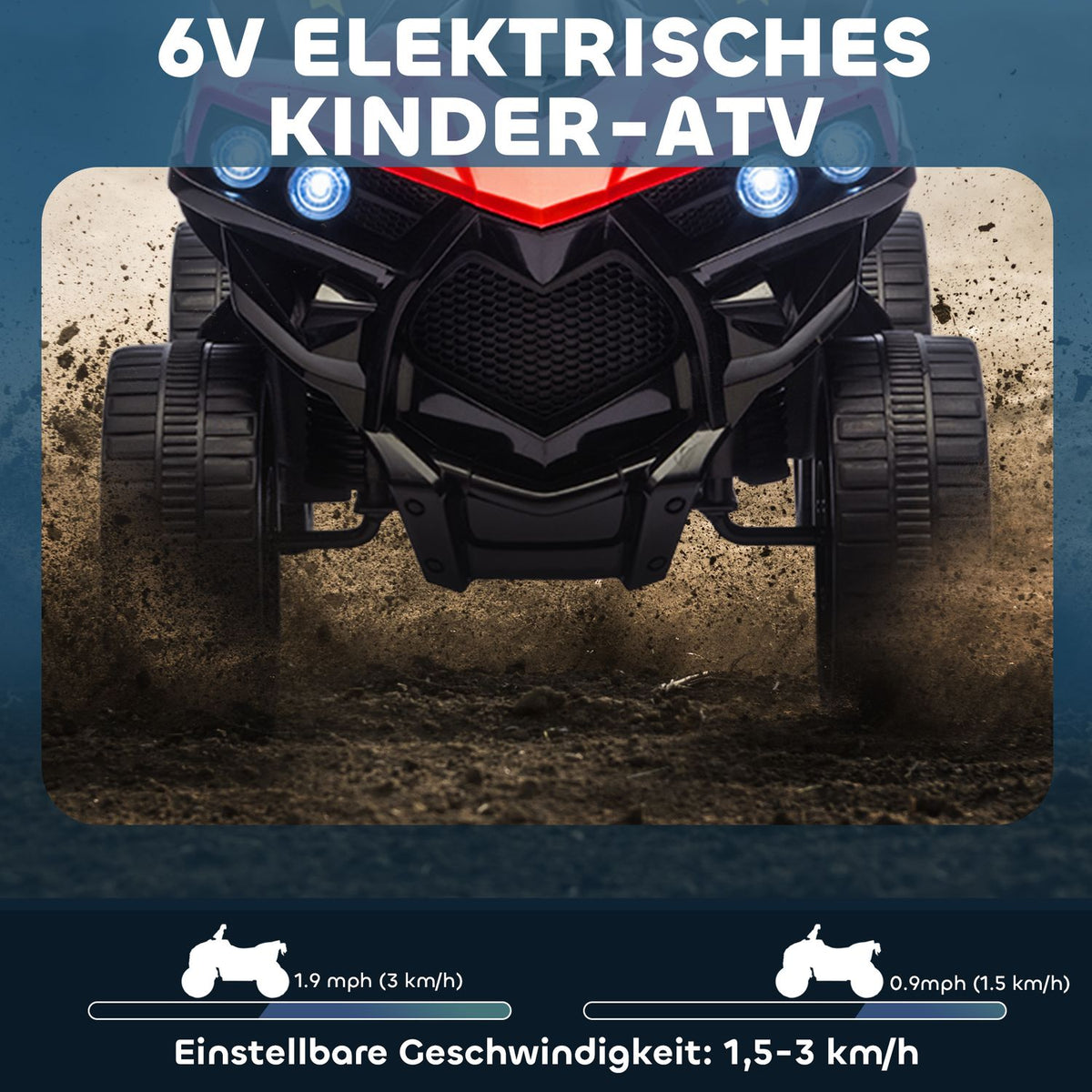 Elektrische kinderquad 6 V met vooruit/achteruit, muziek en ledverlichting