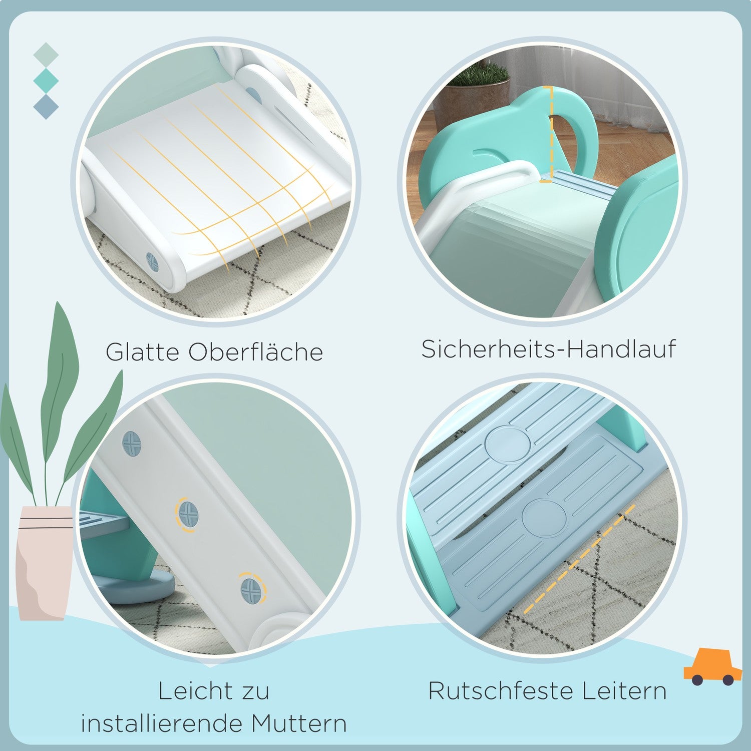 Barnfällbar rutschkana, inomhus/utomhus, ålder 1,5-3, grön