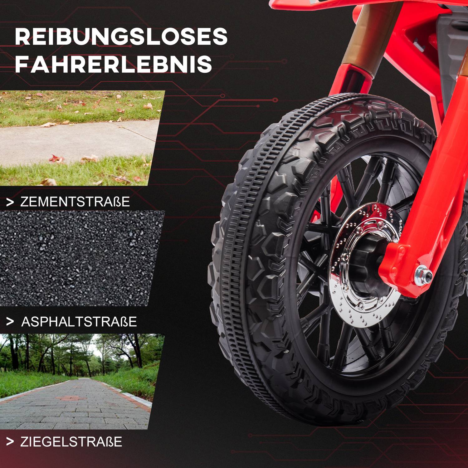 Barns 6V elmotorcykel, röd, 3-8 år