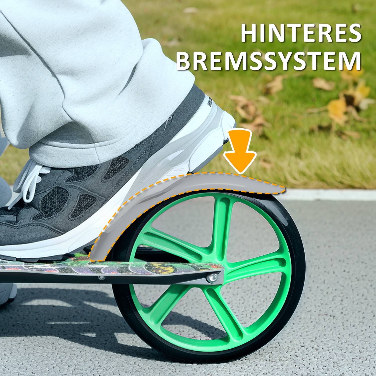 Barns hopfällbar sparkskoter, justerbar höjd, grön