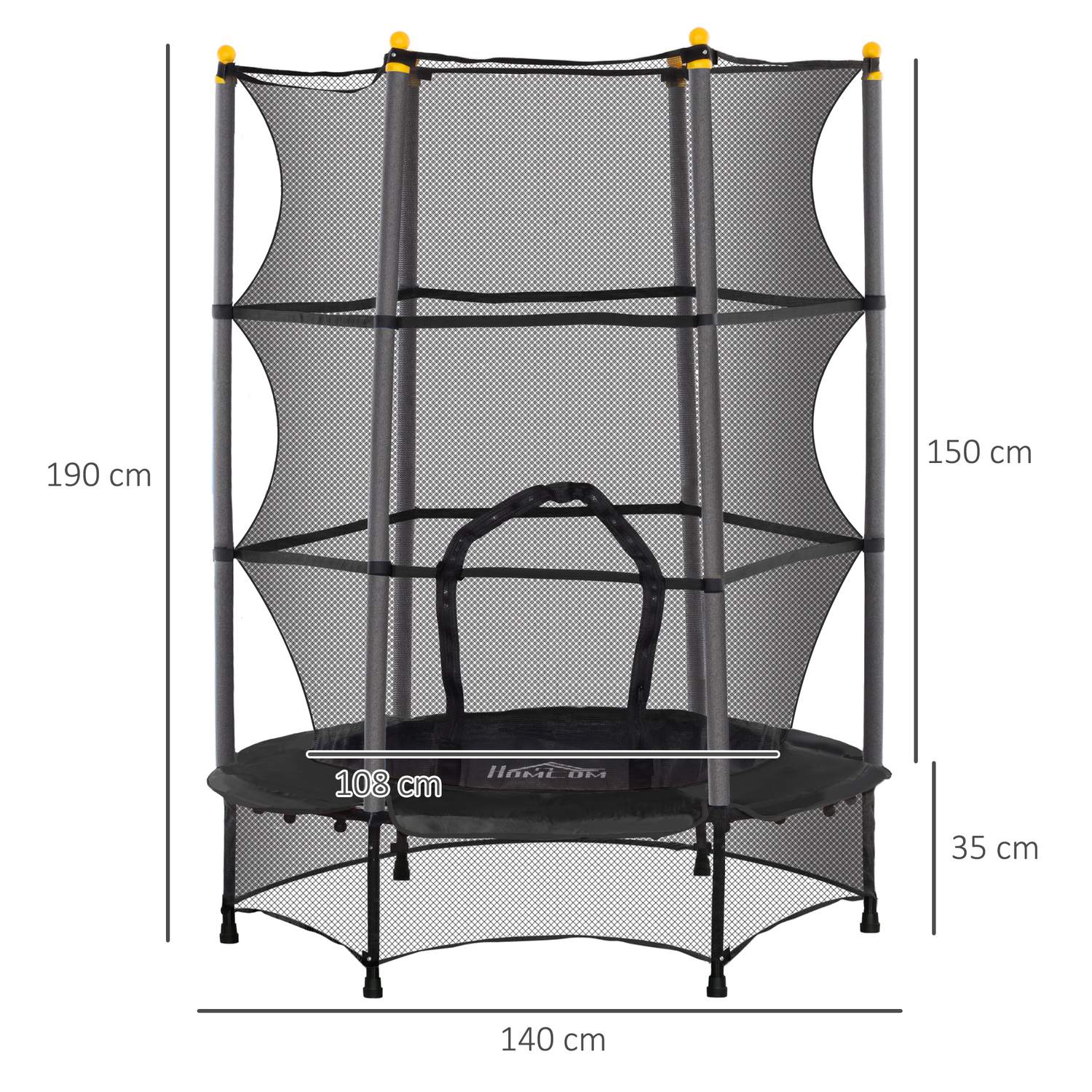 Barnstudsmatta med skyddsnät, 140 cm, svart