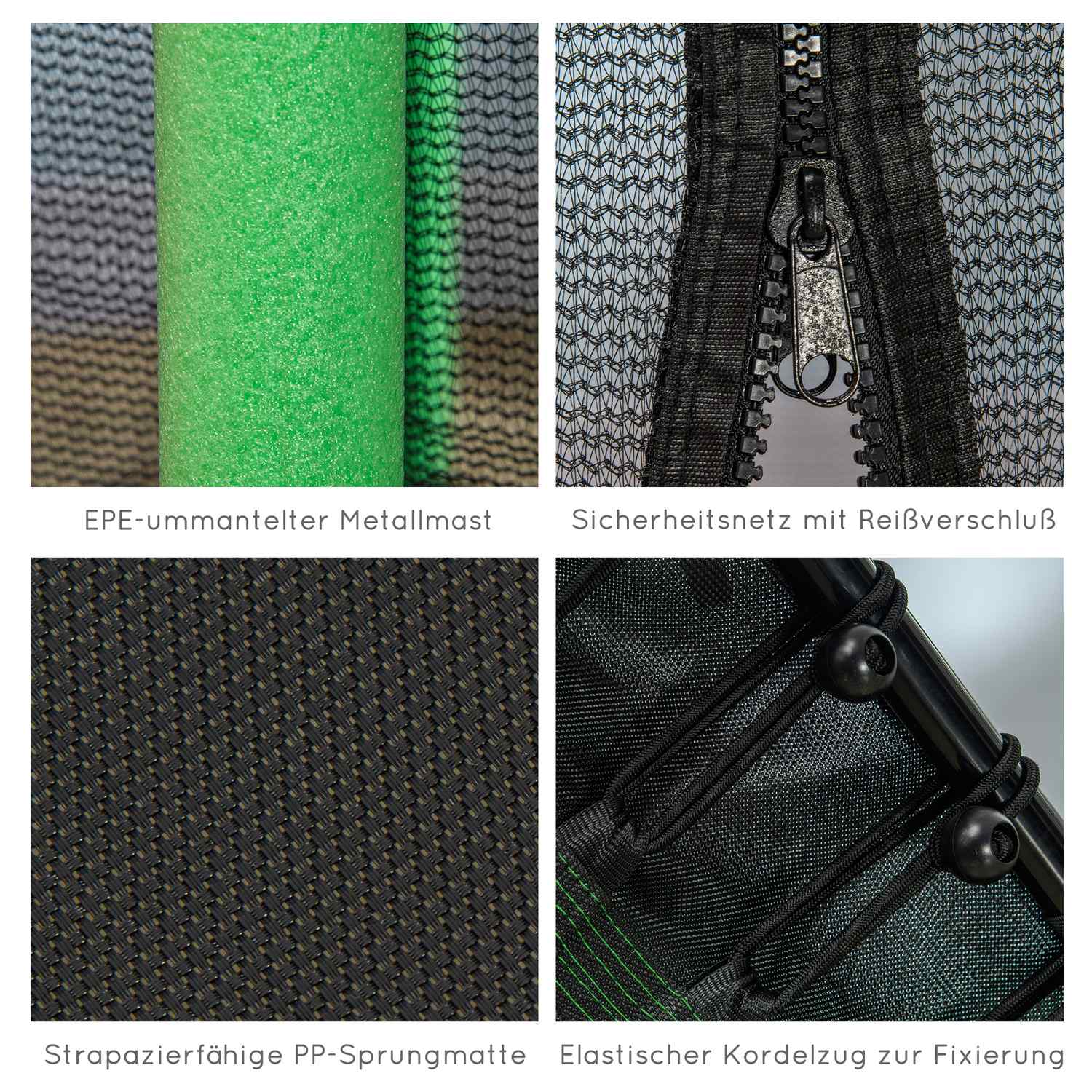 Barntrampolin med skyddsnät, Ø163,5 cm, grön
