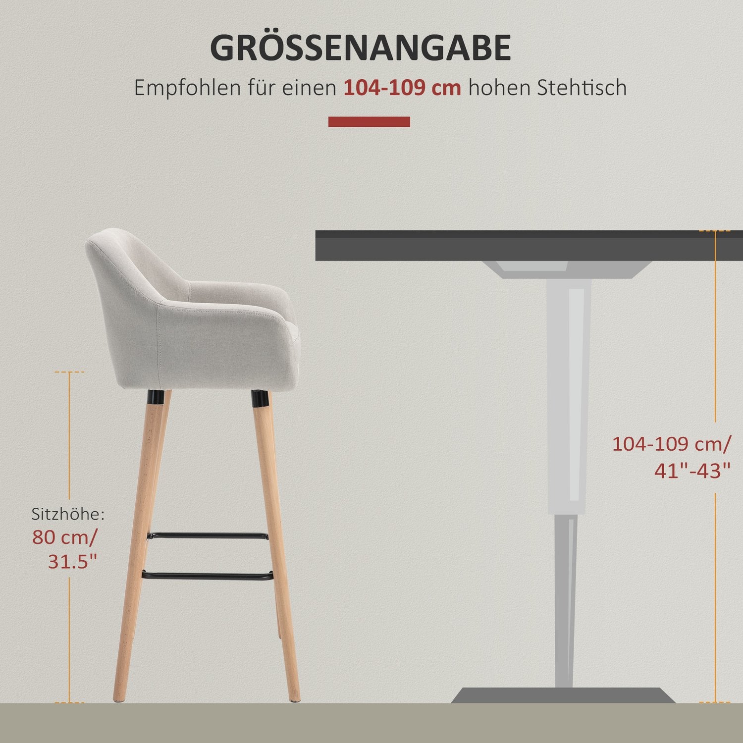 Barstolar Set med 2, linnekuddar, bokträben, beige