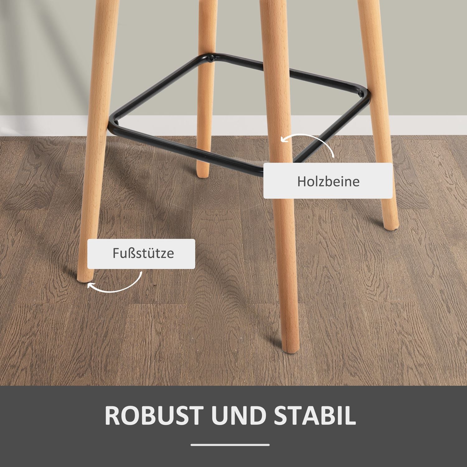 Barstolar Set med 2, linnekuddar, bokträben, beige