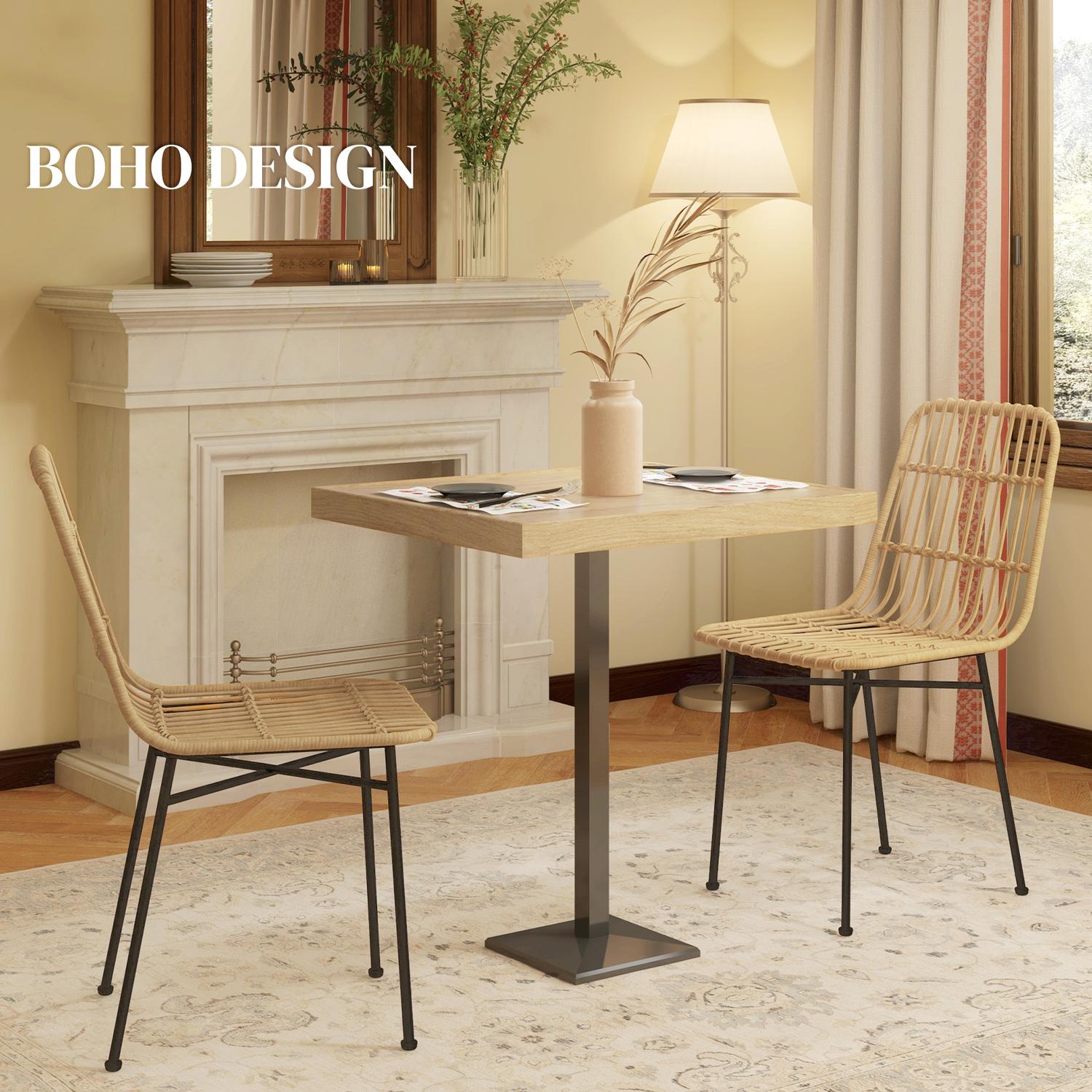 Barstolar Set om 2, Boho Design, PE rotting, gul