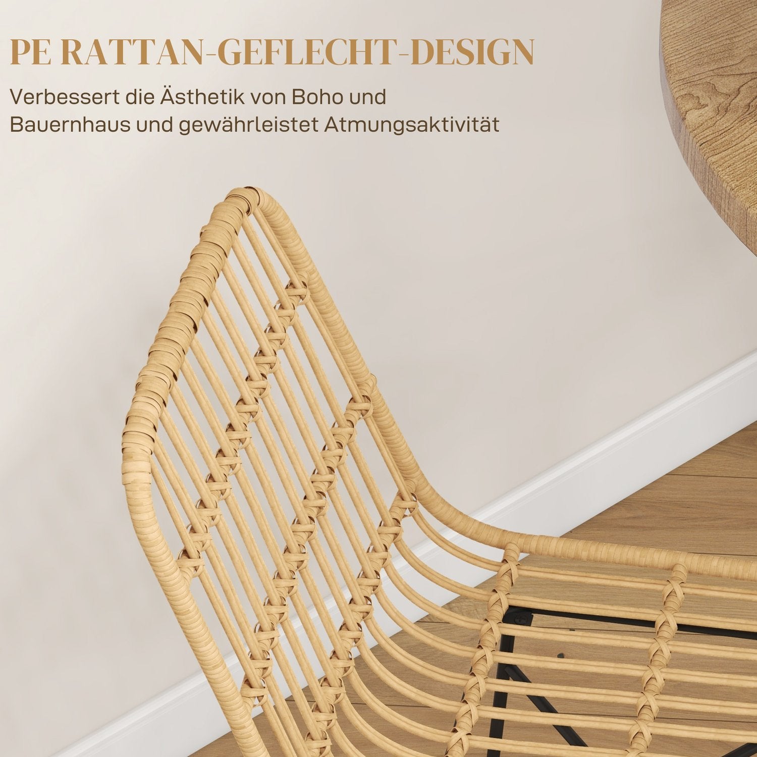 Barstolar Set om 2, Boho Design, PE rotting, gul