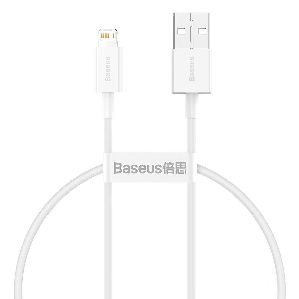 Baseus Superior Snabbladdning USB-A till Lightning-kabel, 2,4A, 0,25m - Vit