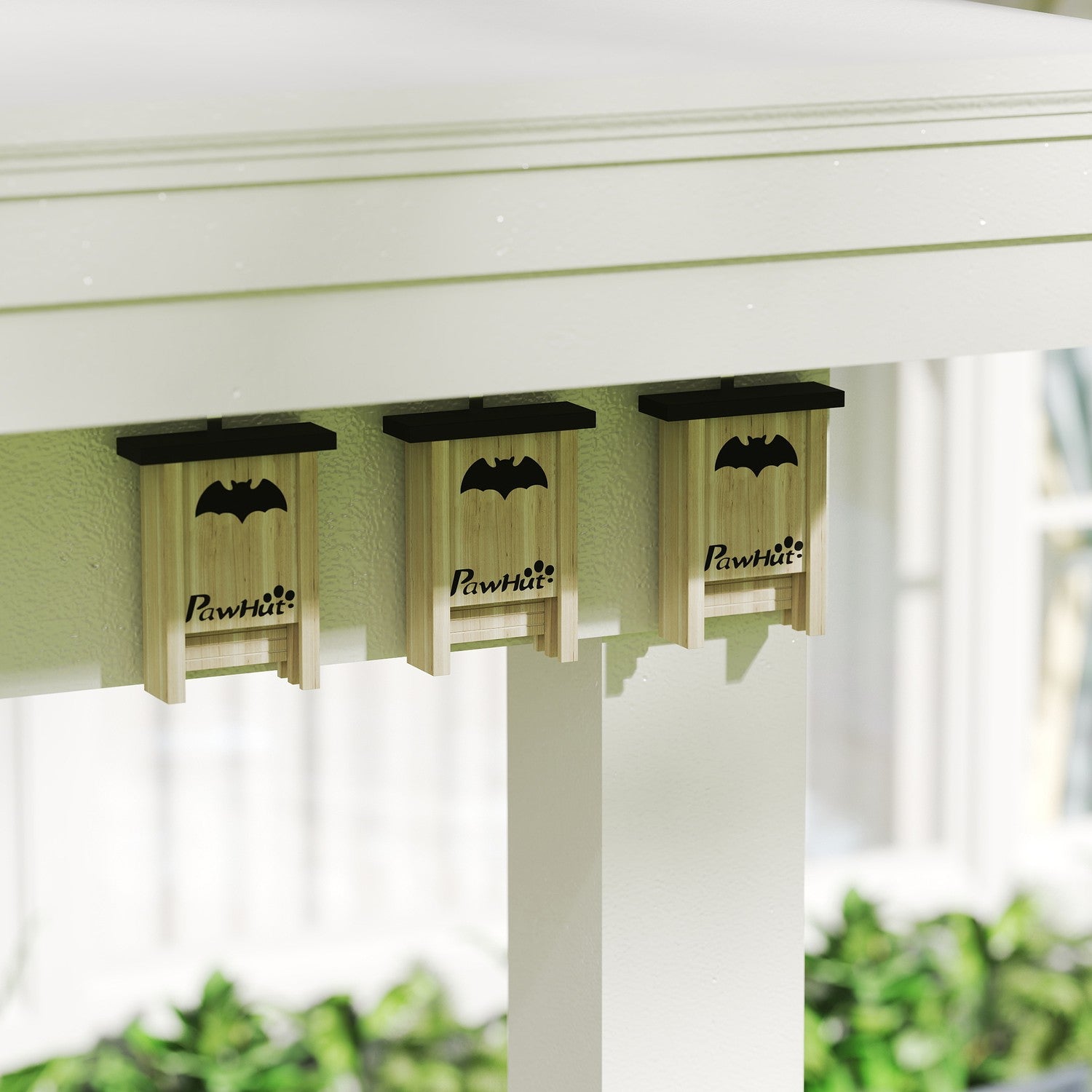 Bat House Set om 3 – Naturligt granträ, 18 x 6 x 22,5 cm