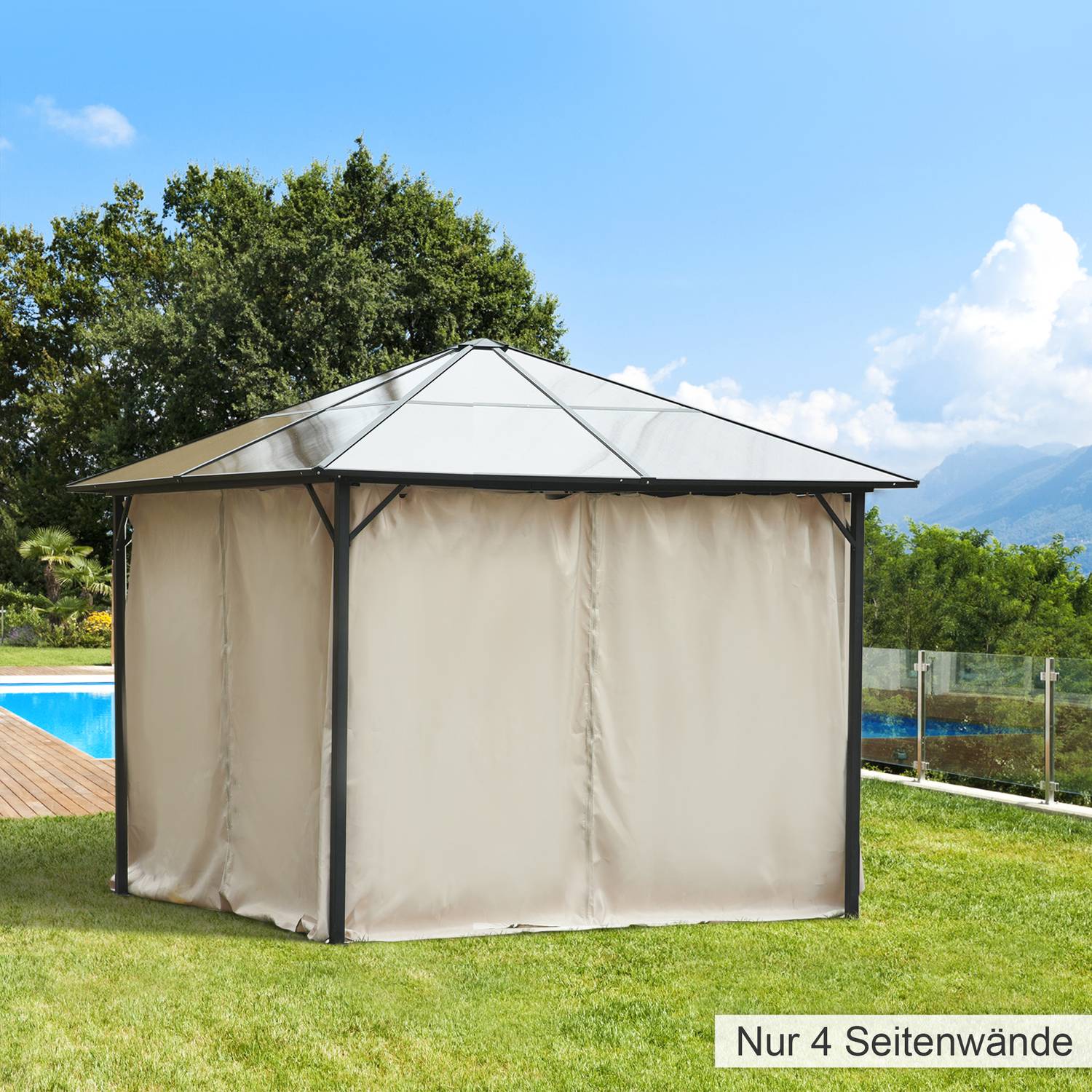 Beige 3x3M Gazebo sidopaneler – Set om 4, polyester