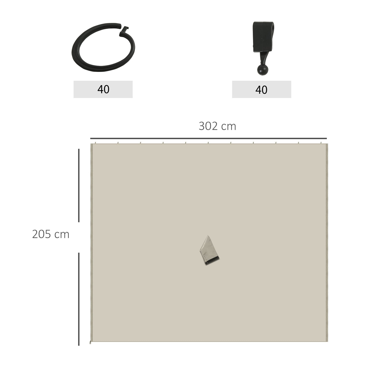 Beige 3x3M Gazebo sidopaneler – Set om 4, polyester