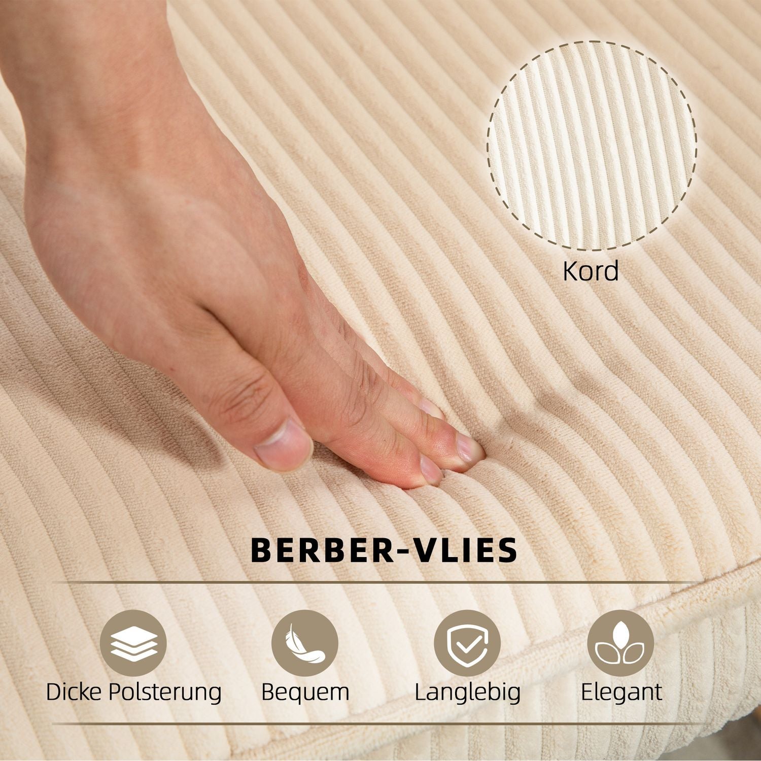 Beige avkopplande gungstol med trälöpare