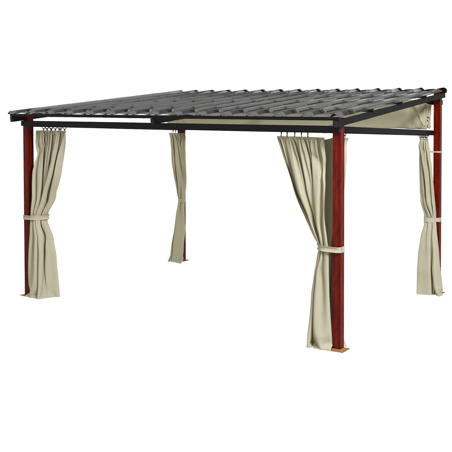 Beige vindtät pergola 3,5x3m med justerbart tak