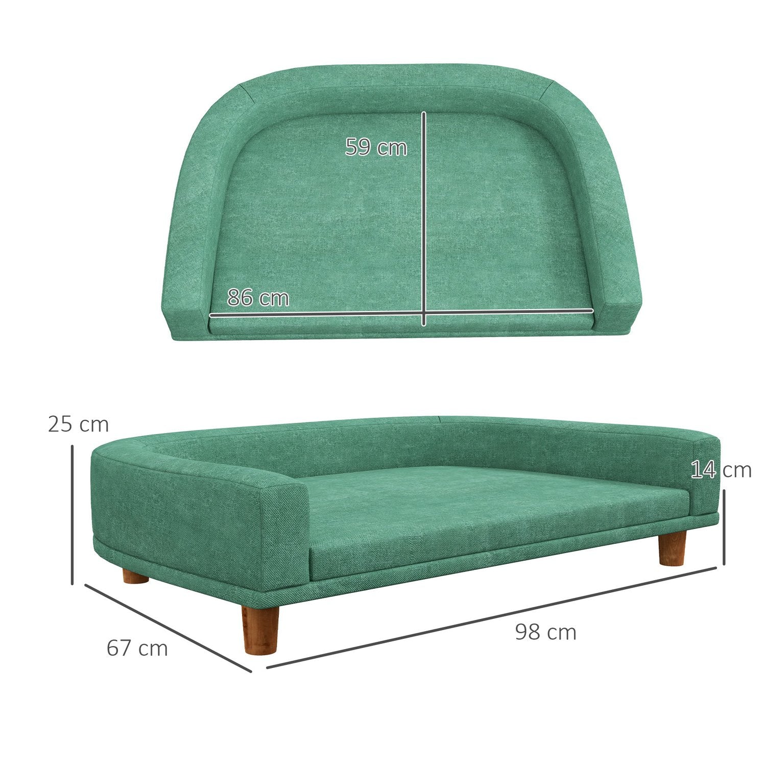 Bekväm husdjurssoffa med kudde, förhöjd grön design