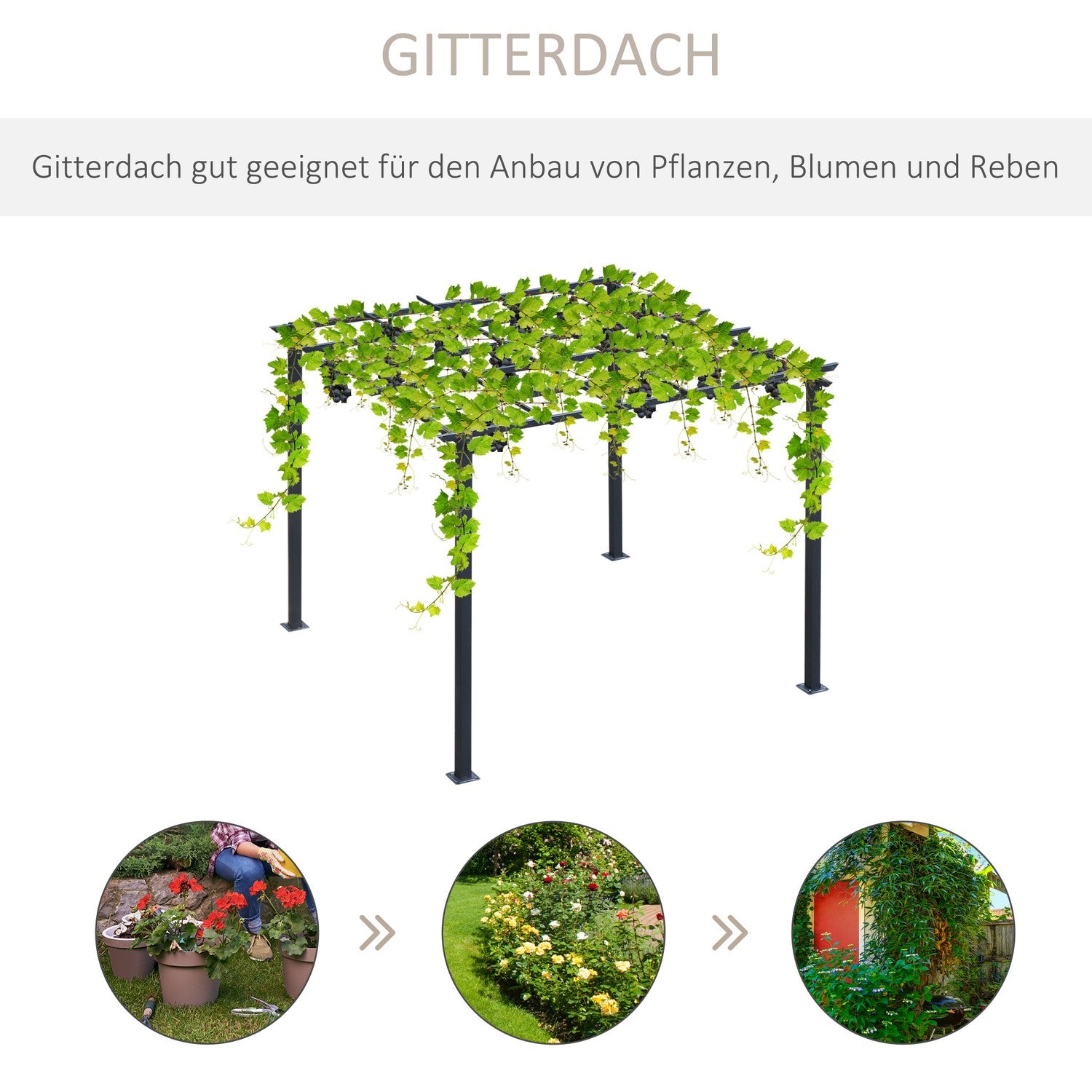 Black Metal Garden Arch Spaljé, väderbeständig, 2,97x2,95x2,3M