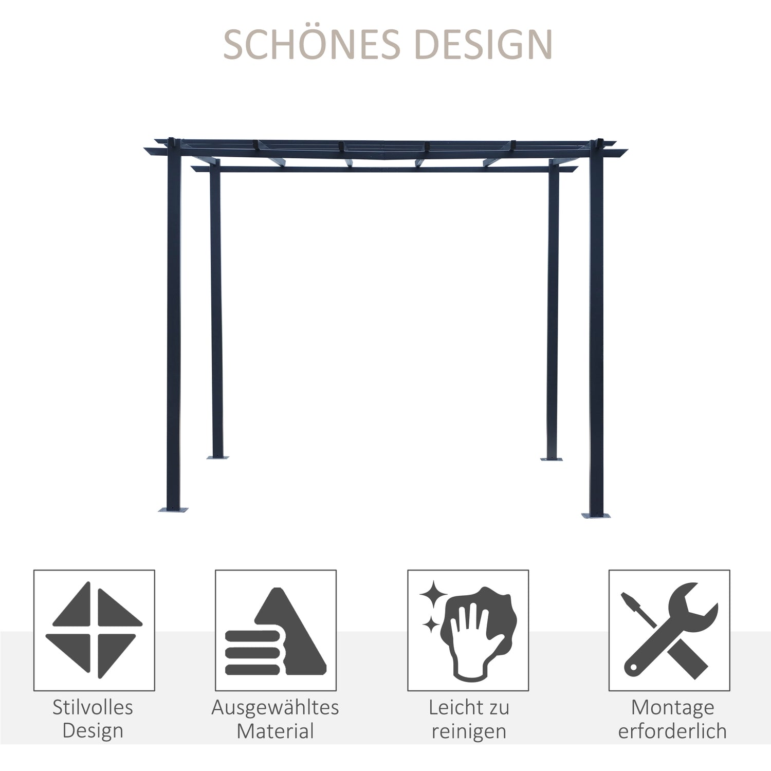 Black Metal Garden Arch Spaljé, väderbeständig, 2,97x2,95x2,3M