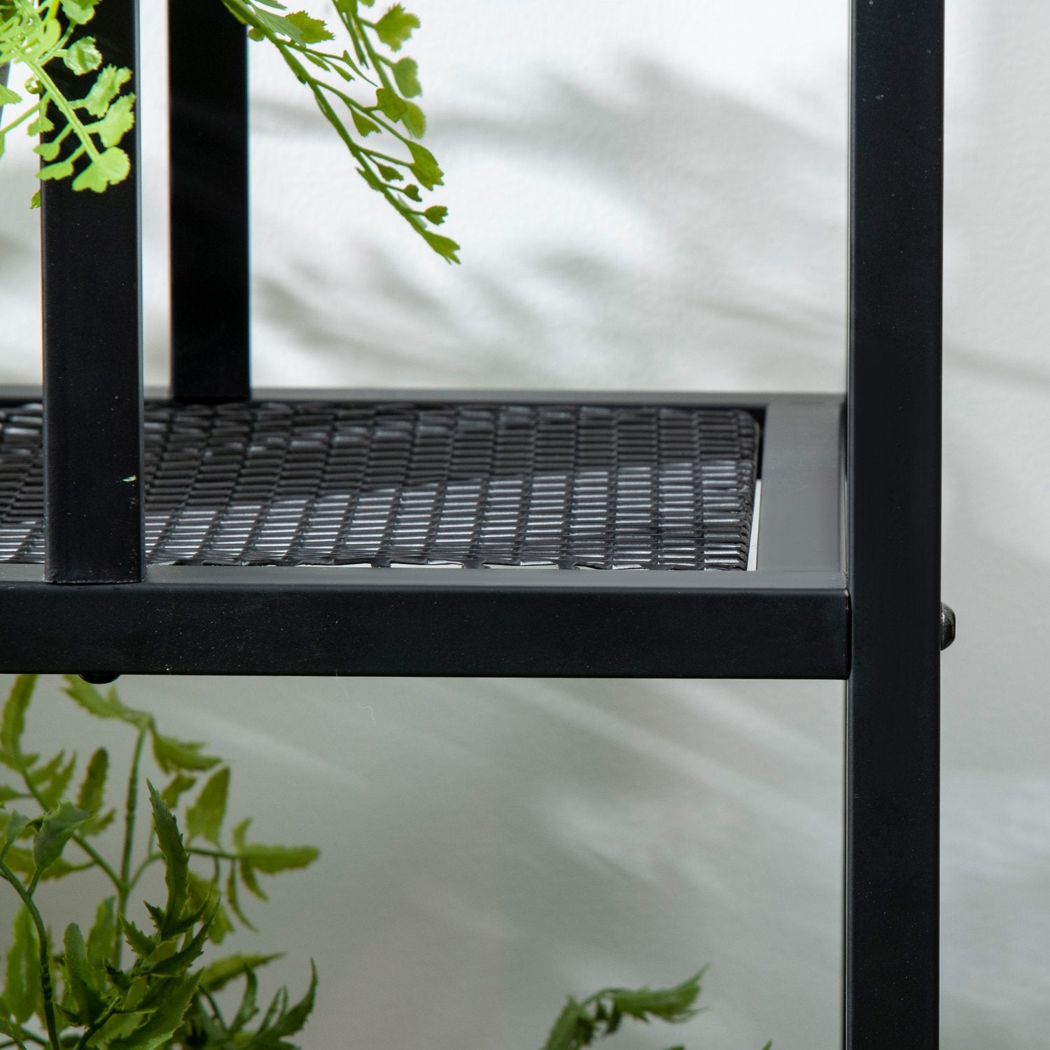 Black Metal Plant Hylla – 4 våningar, 91x25x83 cm