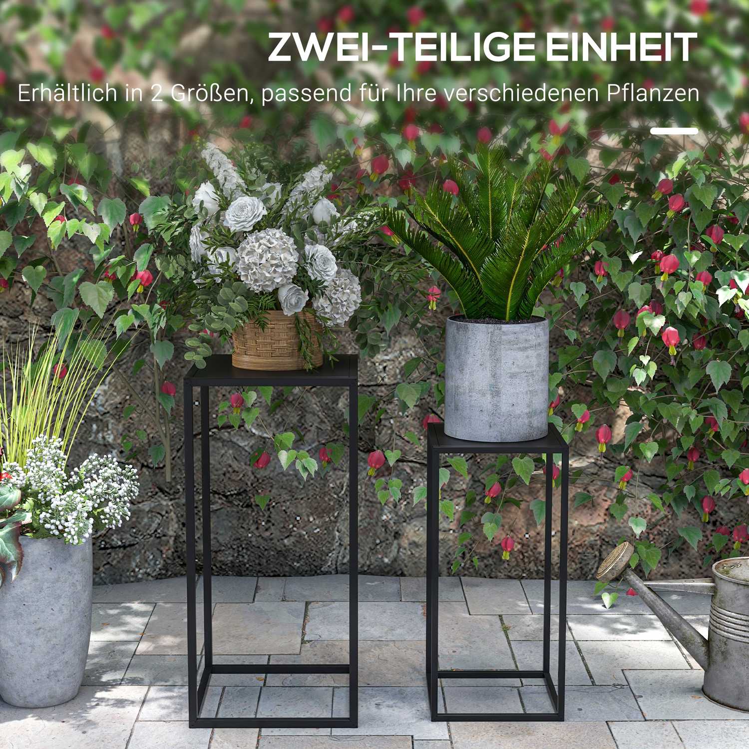 Black Steel Plant Pallar, set om 2 – inomhus/utomhusbruk