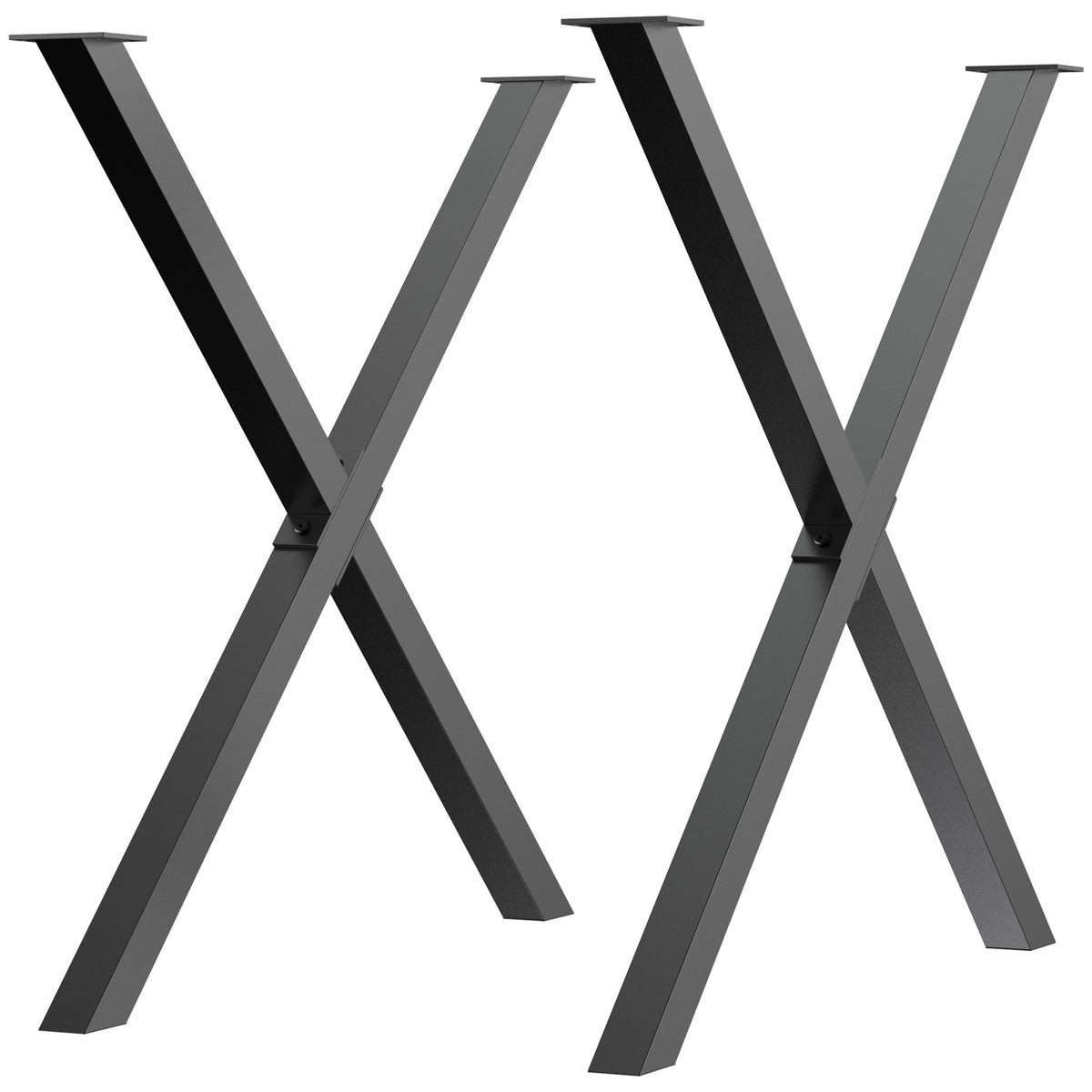 Black Steel X-Shape bordsben, set om 2, 72Cm