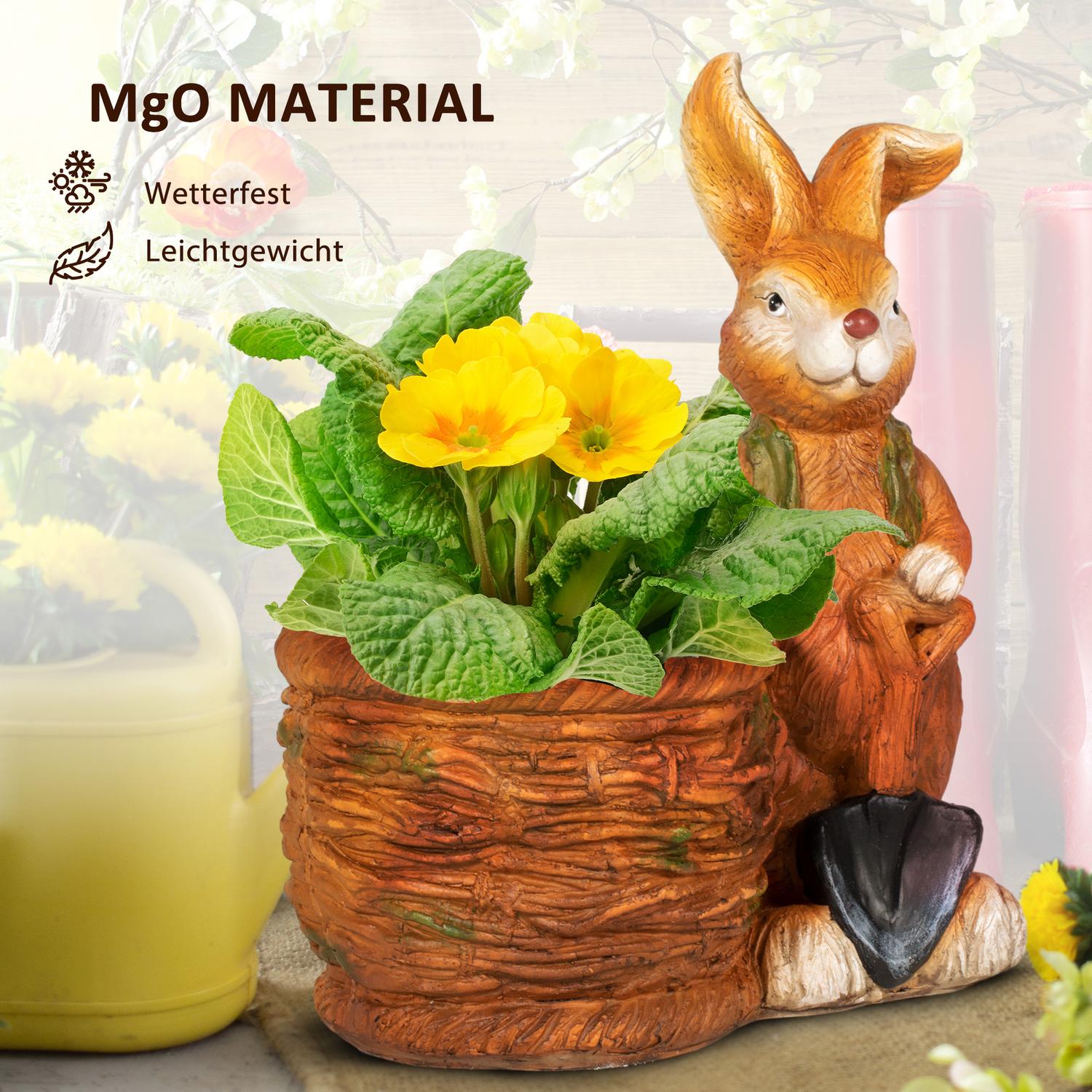 Kanin med flätad korg blomkruka – örtplanterare, MGO